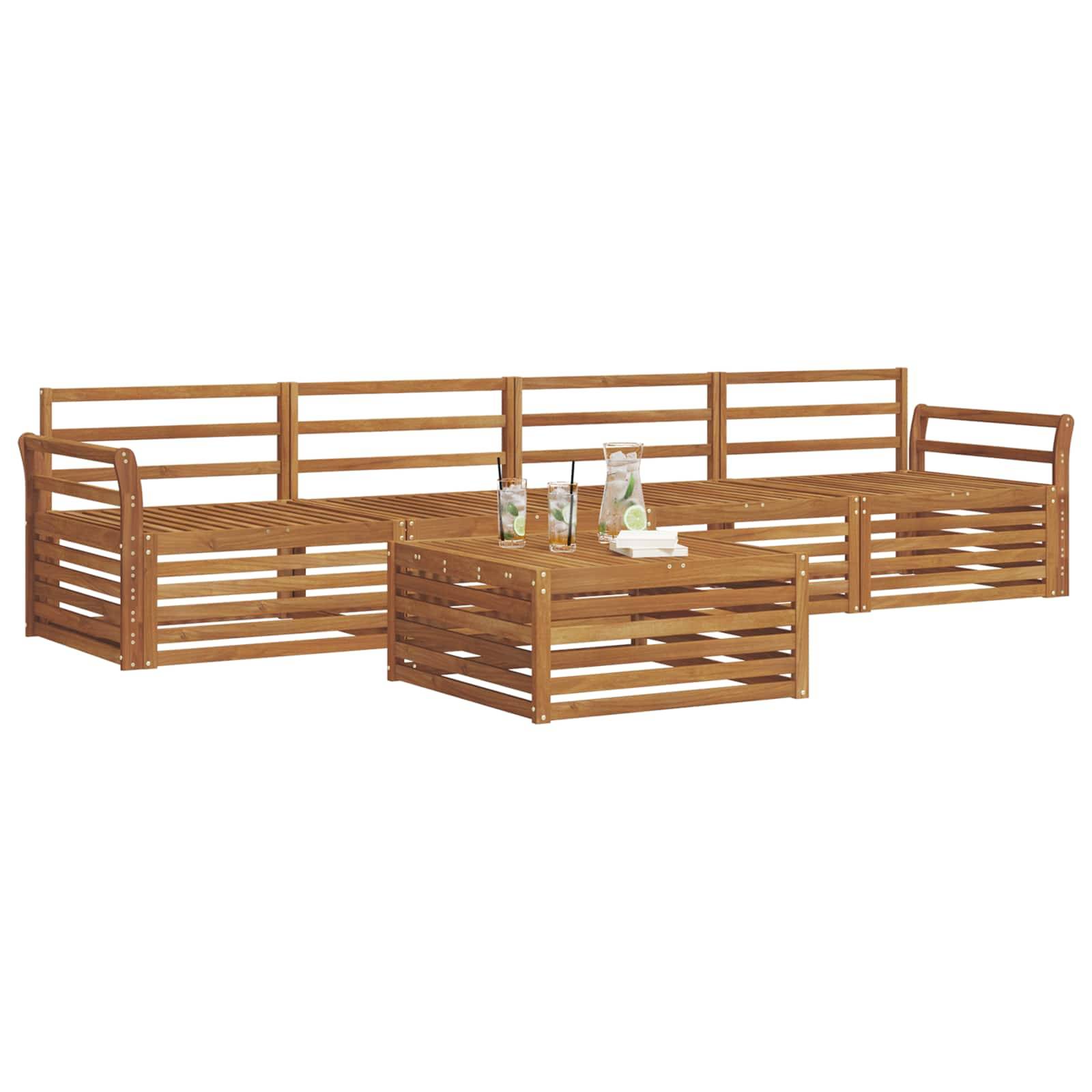 vidaXL Outdoor-Sofagarnitur 5 pcs Natur