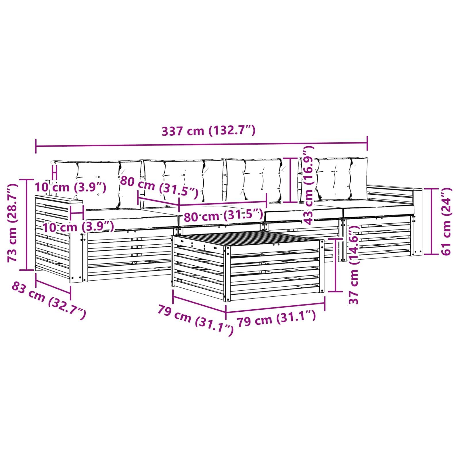 vidaXL Outdoor-Sofagarnitur 5 pcs Weiß und Creme Massivholz Akazie