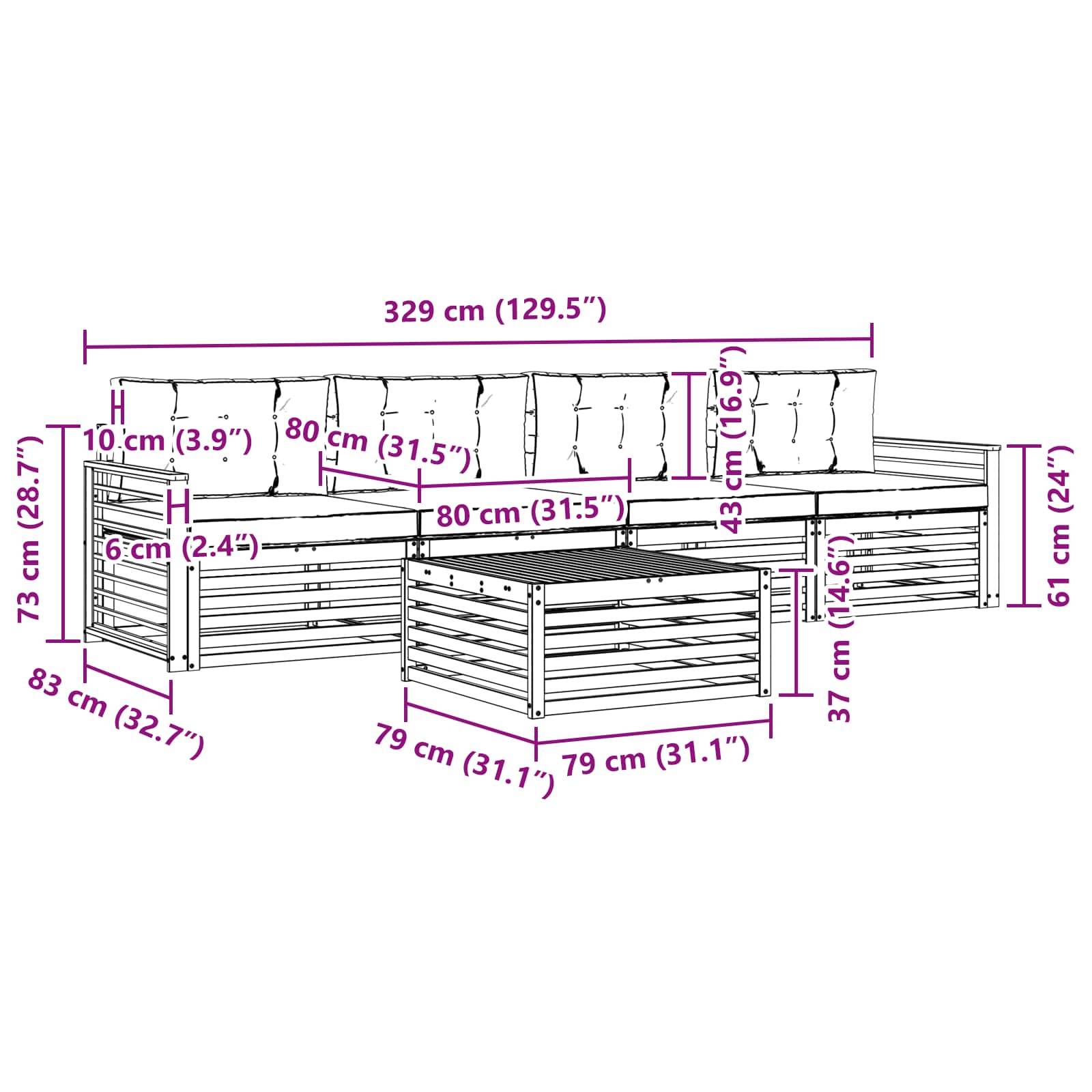 vidaXL Outdoor-Sofagarnitur 5 pcs Weiß und Hellgrau Massivholz Akazie