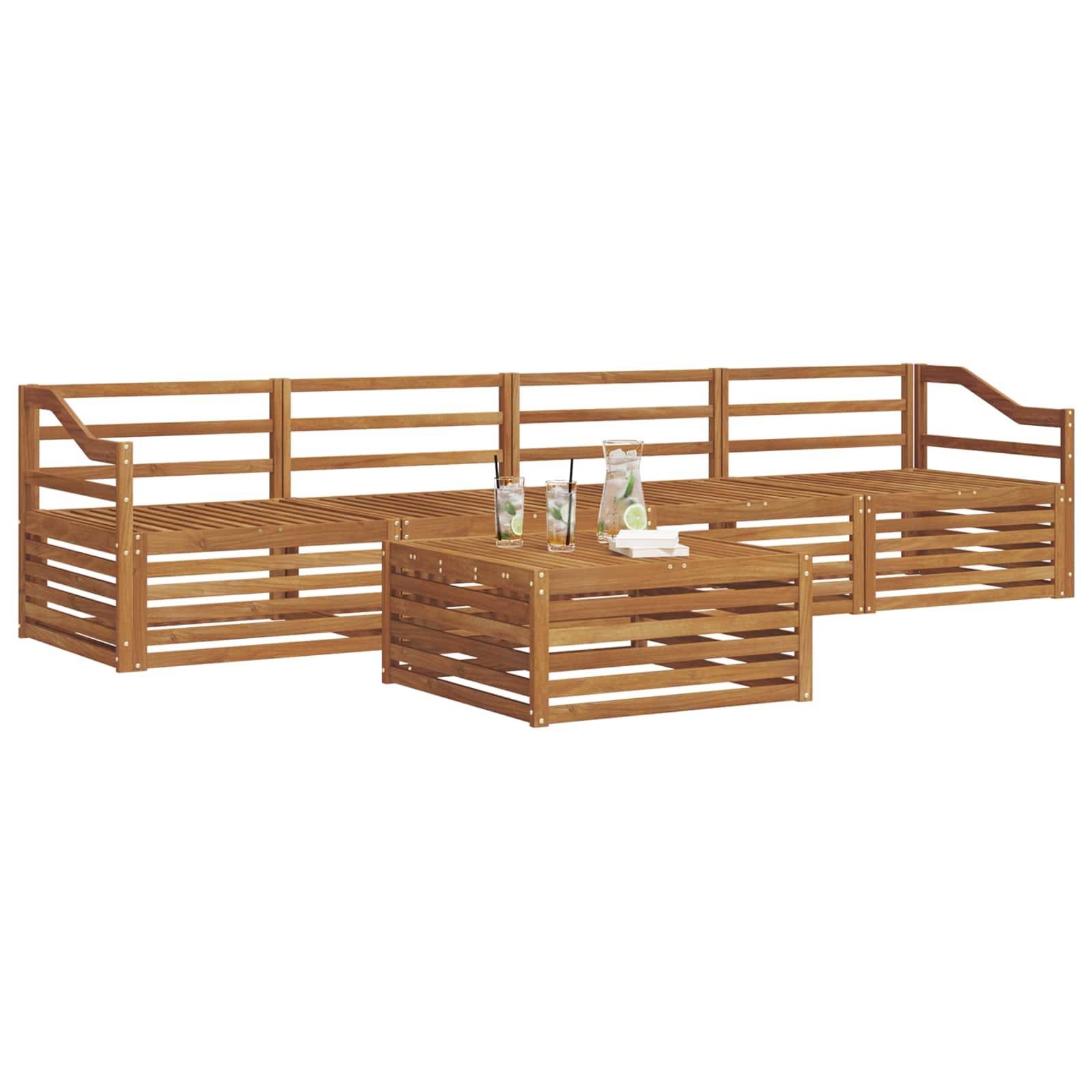 vidaXL Outdoor-Sofagarnitur 5 pcs Natur Massivholz Akazie