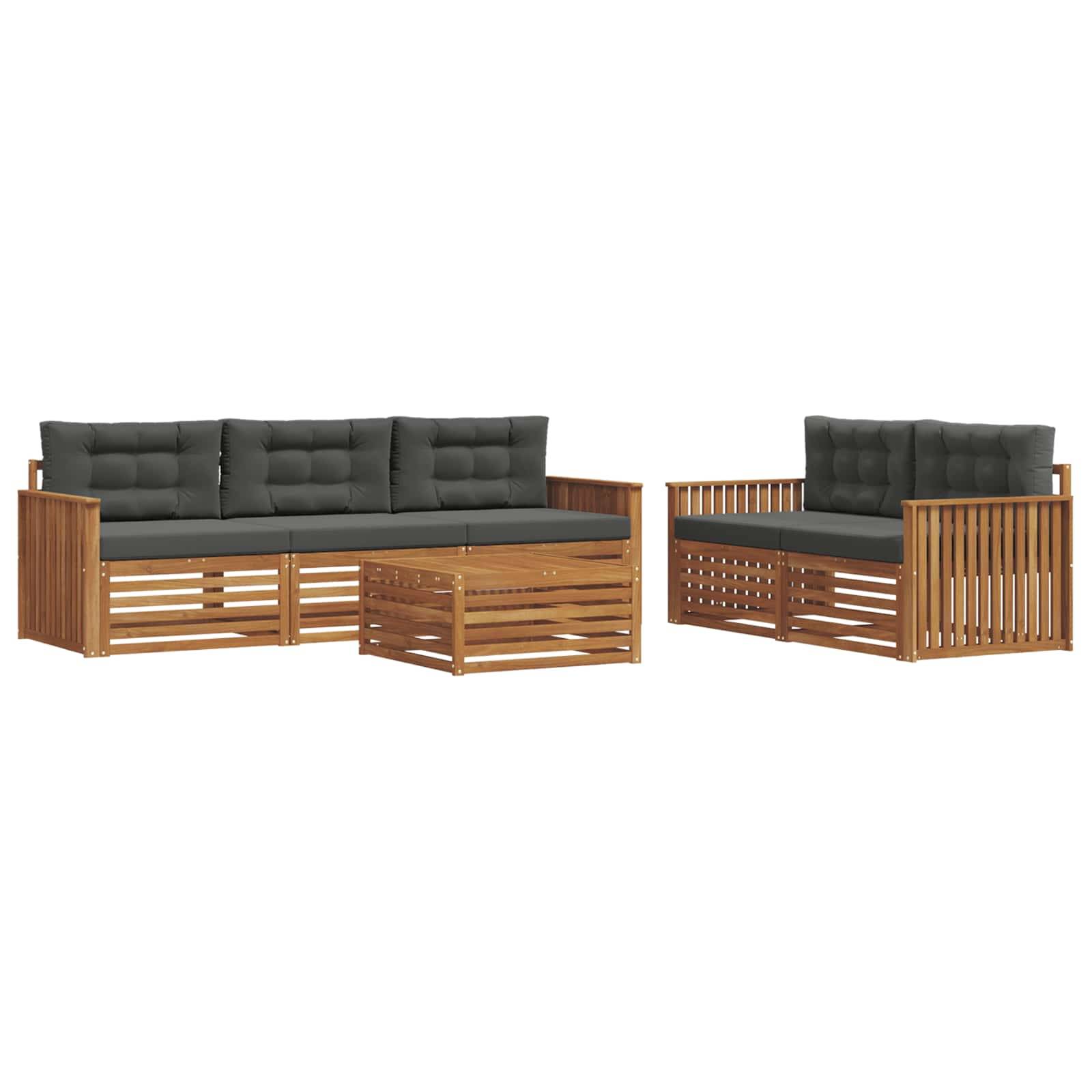 vidaXL Outdoor-Sofagarnitur mit Kissen 6 pcs Natur und Anthrazit