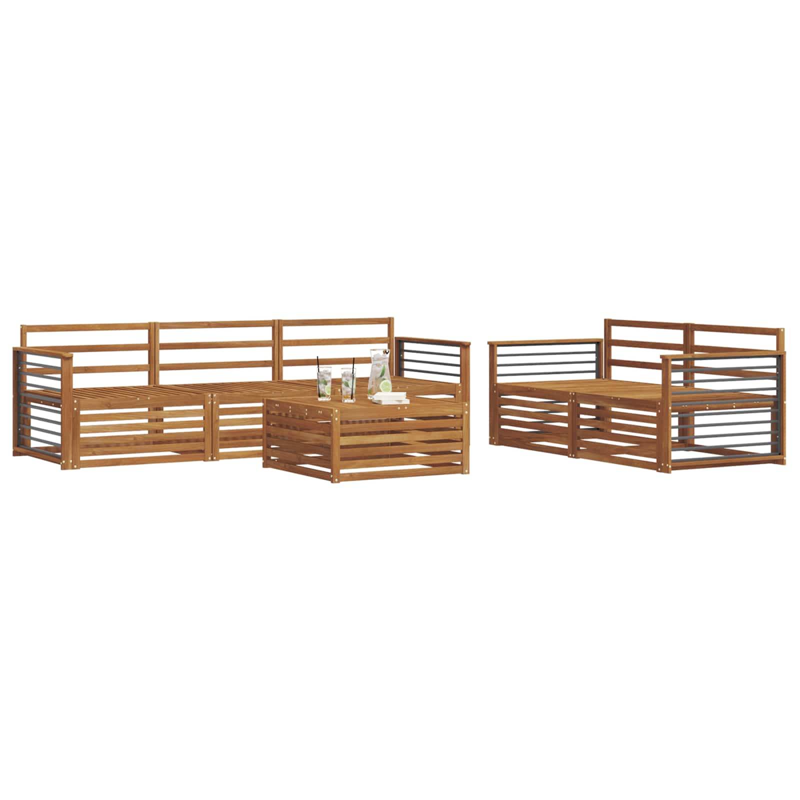 vidaXL Outdoor-Sofagarnitur 6 pcs Natur