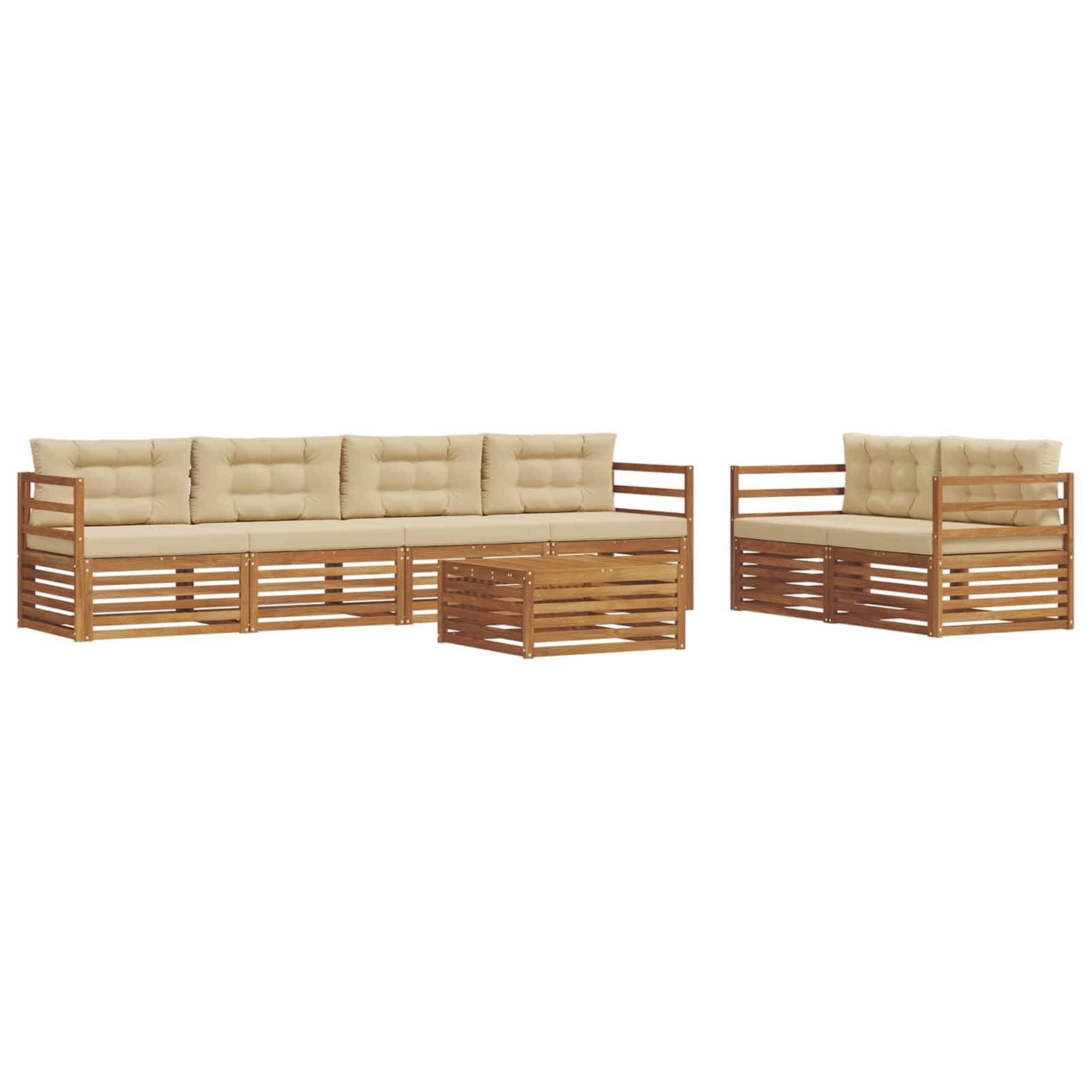 vidaXL Outdoor-Sofagarnitur mit Kissen 7 pcs Natur und Beige