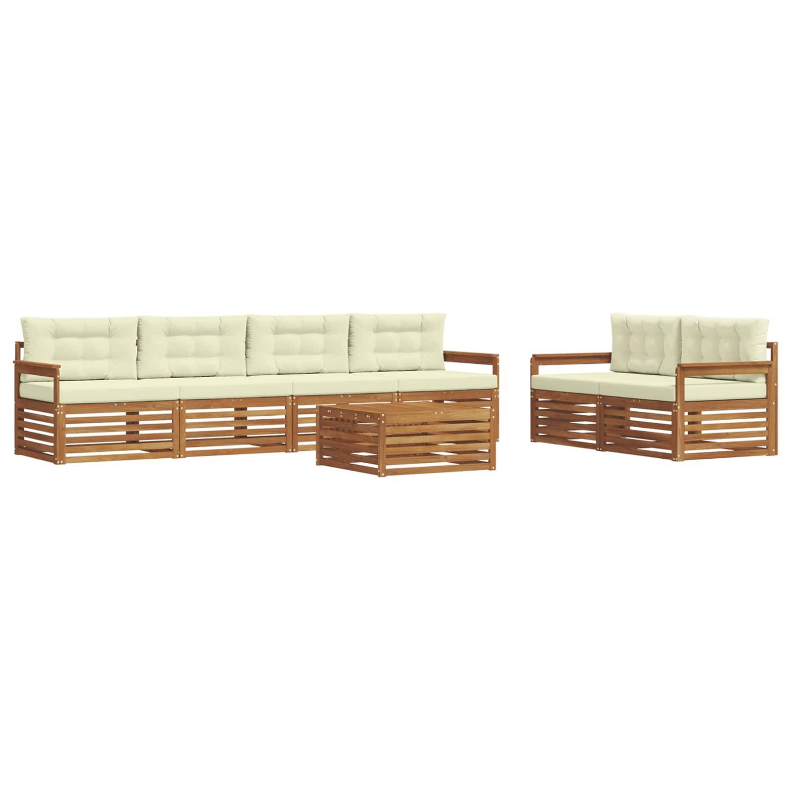 vidaXL Outdoor-Sofagarnitur mit Kissen 7 pcs Natur und Creme