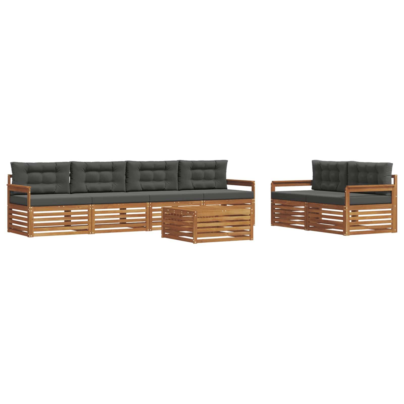 vidaXL Outdoor-Sofagarnitur mit Kissen 7 pcs Natur und Anthrazit