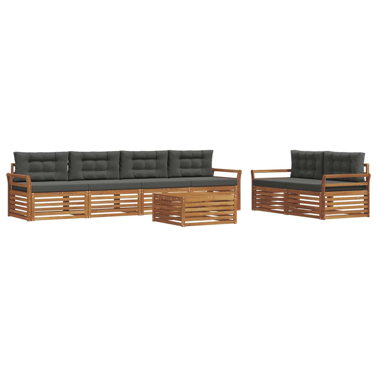 vidaXL Outdoor-Sofagarnitur mit Kissen 7 pcs Natur und Anthrazit