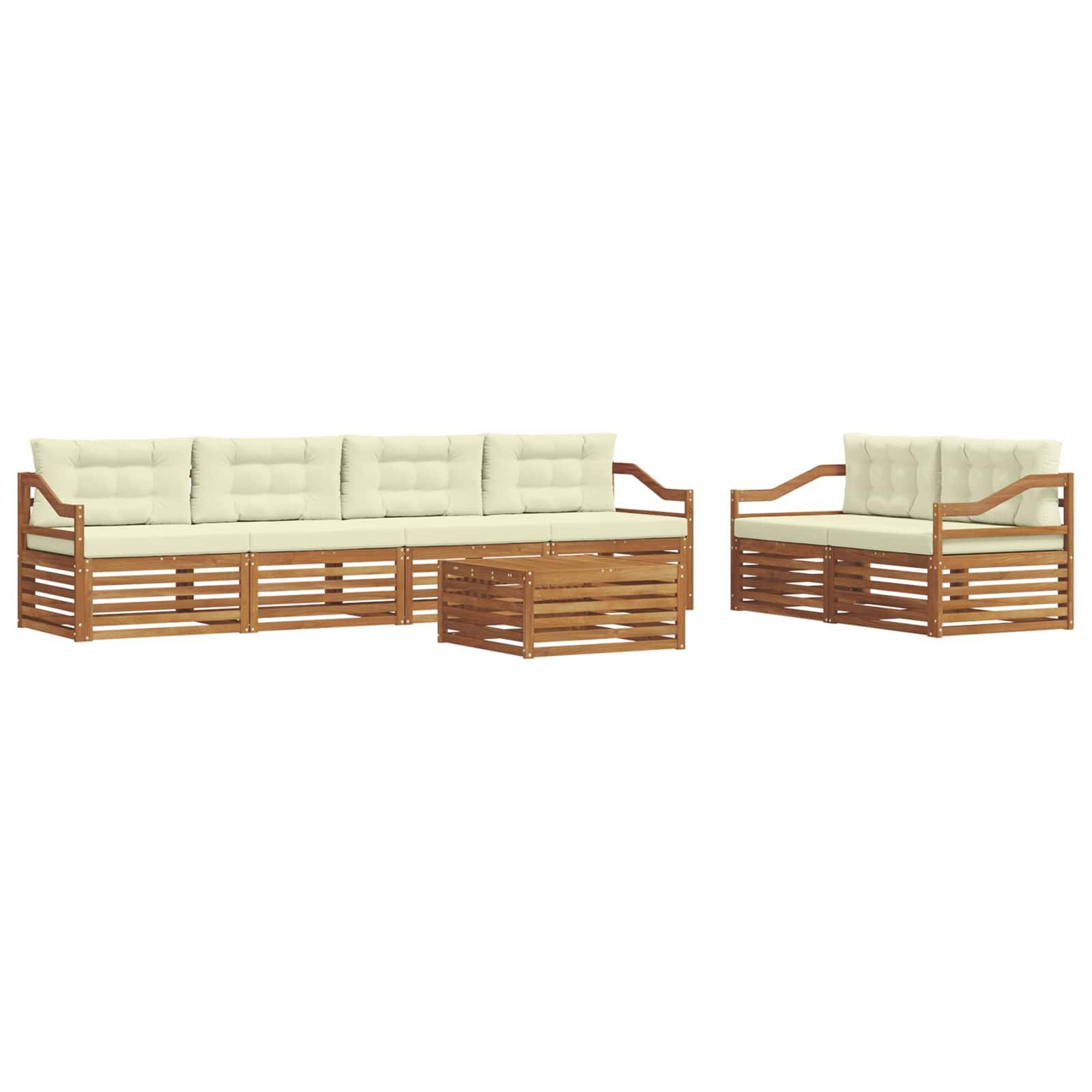 vidaXL Outdoor-Sofagarnitur mit Kissen 7 pcs Natur und Creme