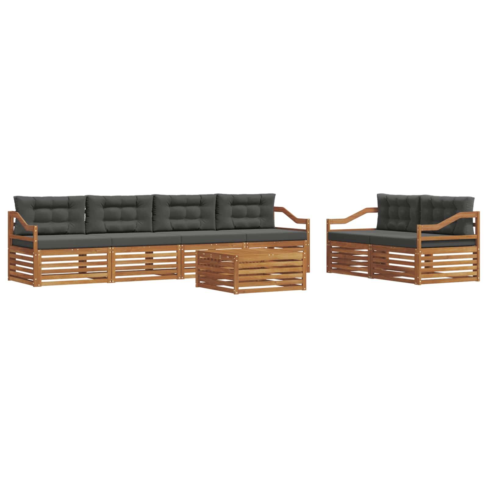 vidaXL Outdoor-Sofagarnitur mit Kissen 7 pcs Natur und Anthrazit