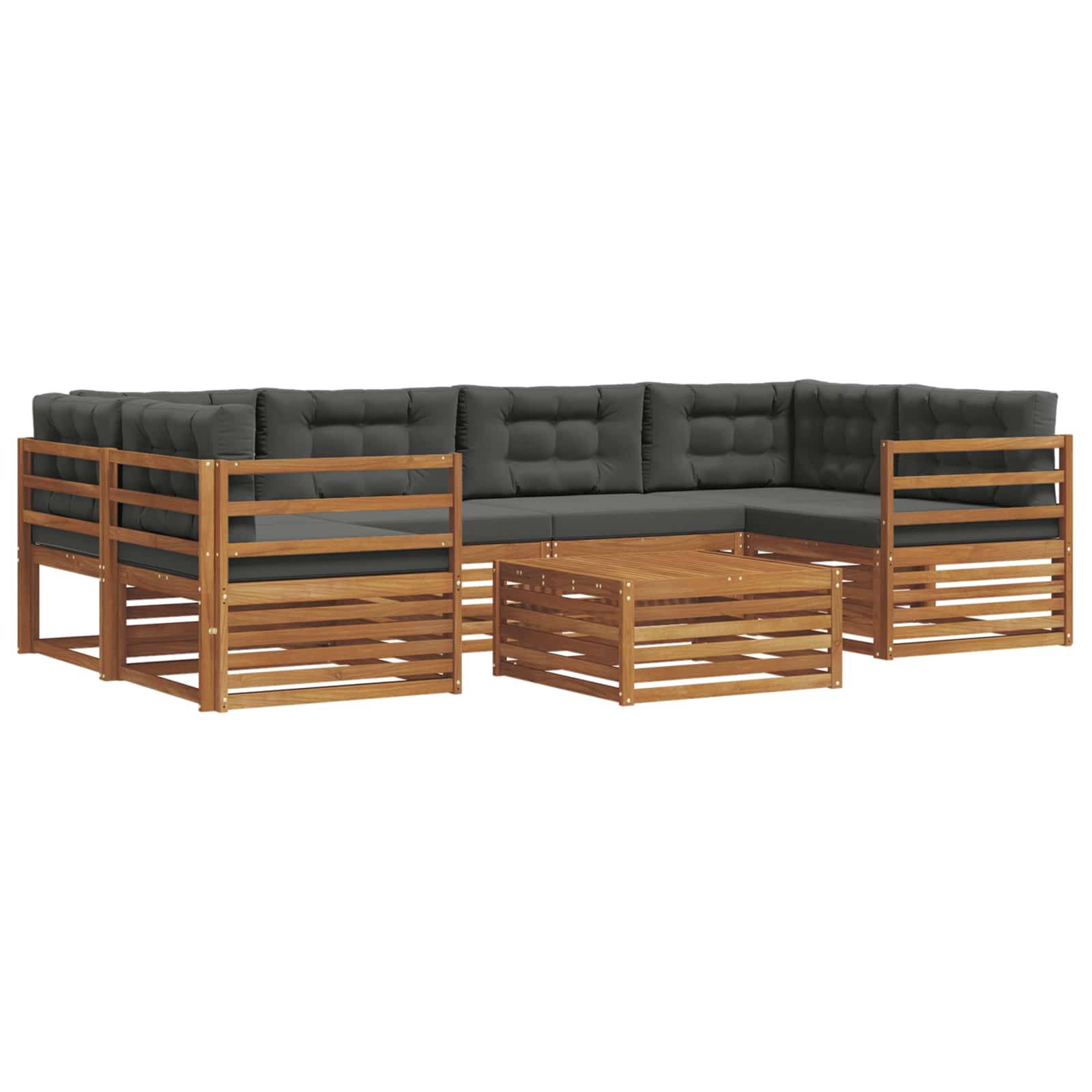 vidaXL Outdoor-Sofagarnitur mit Kissen 7 pcs Natur und Anthrazit