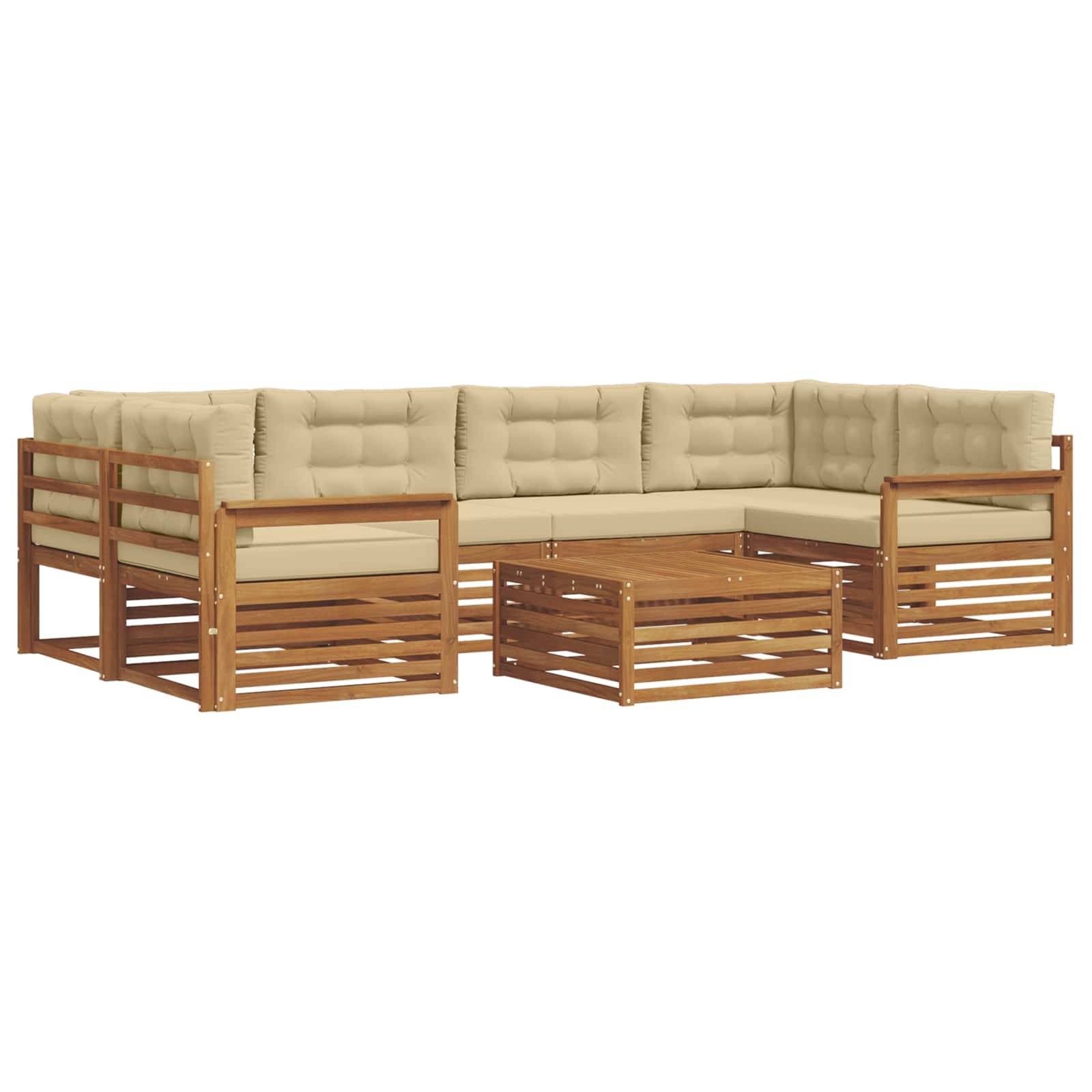 vidaXL Outdoor-Sofagarnitur mit Kissen 7 pcs Natur und Beige