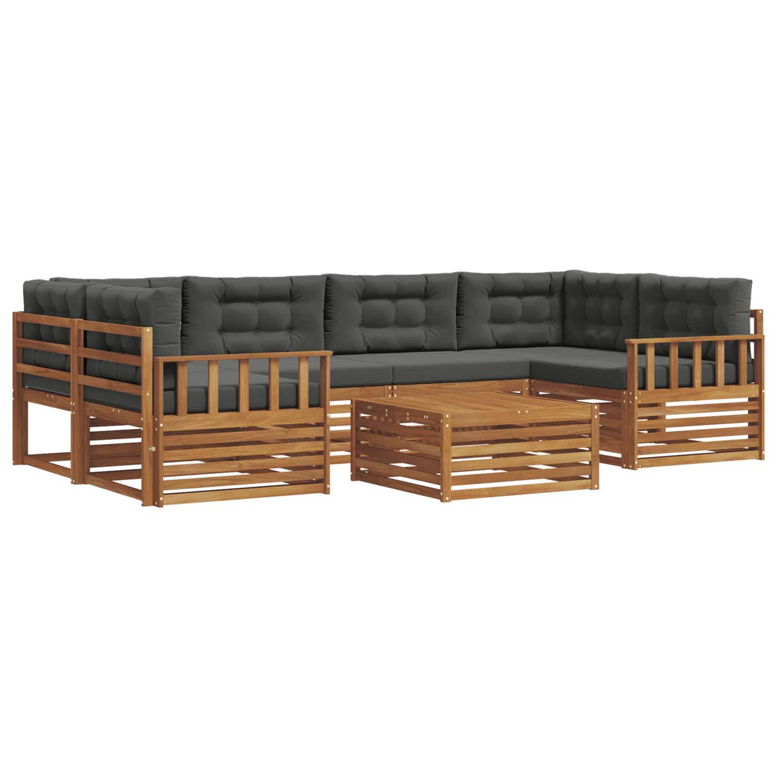 vidaXL Outdoor-Sofagarnitur mit Kissen 7 pcs Natur und Anthrazit