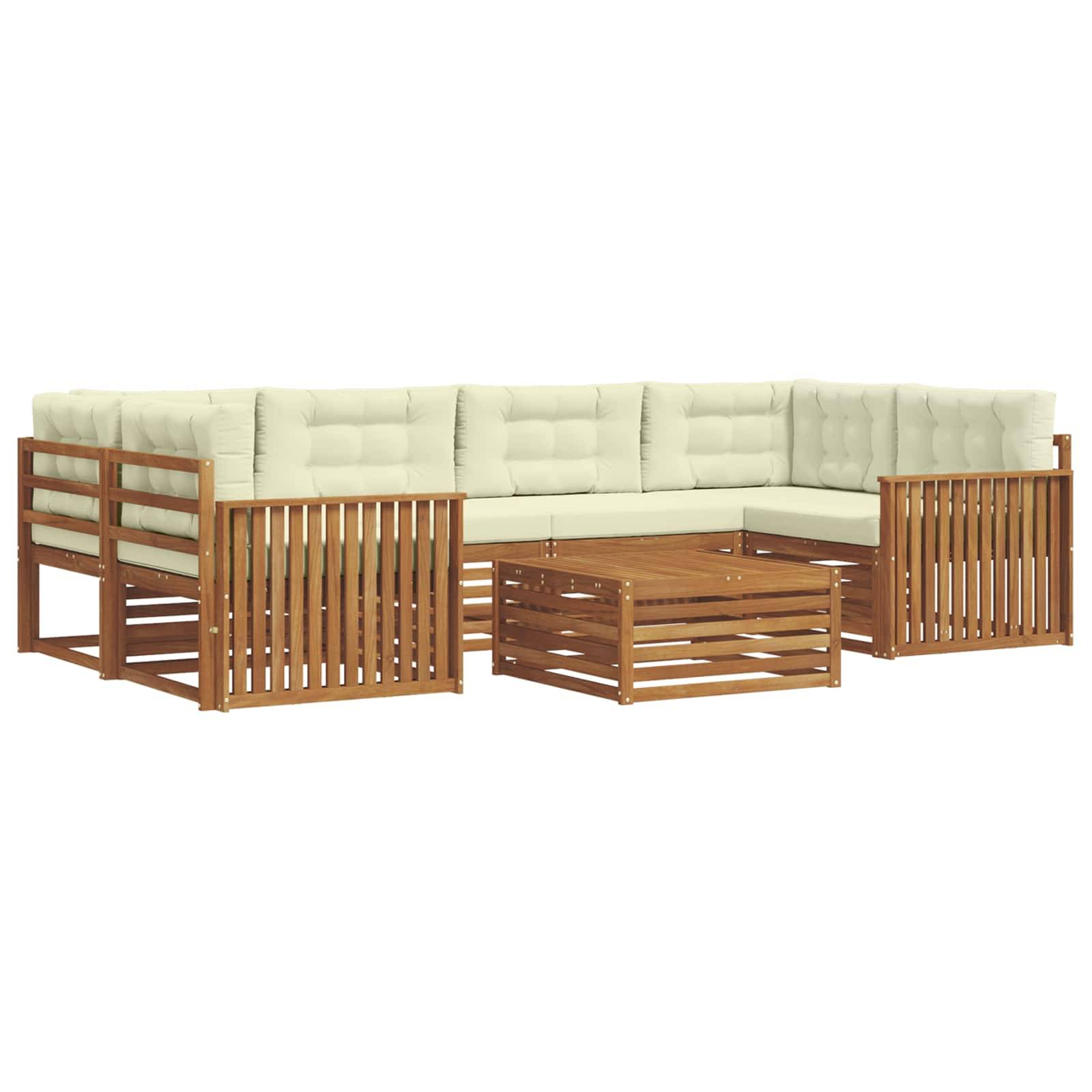 vidaXL Outdoor-Sofagarnitur mit Kissen 7 pcs Natur und Creme