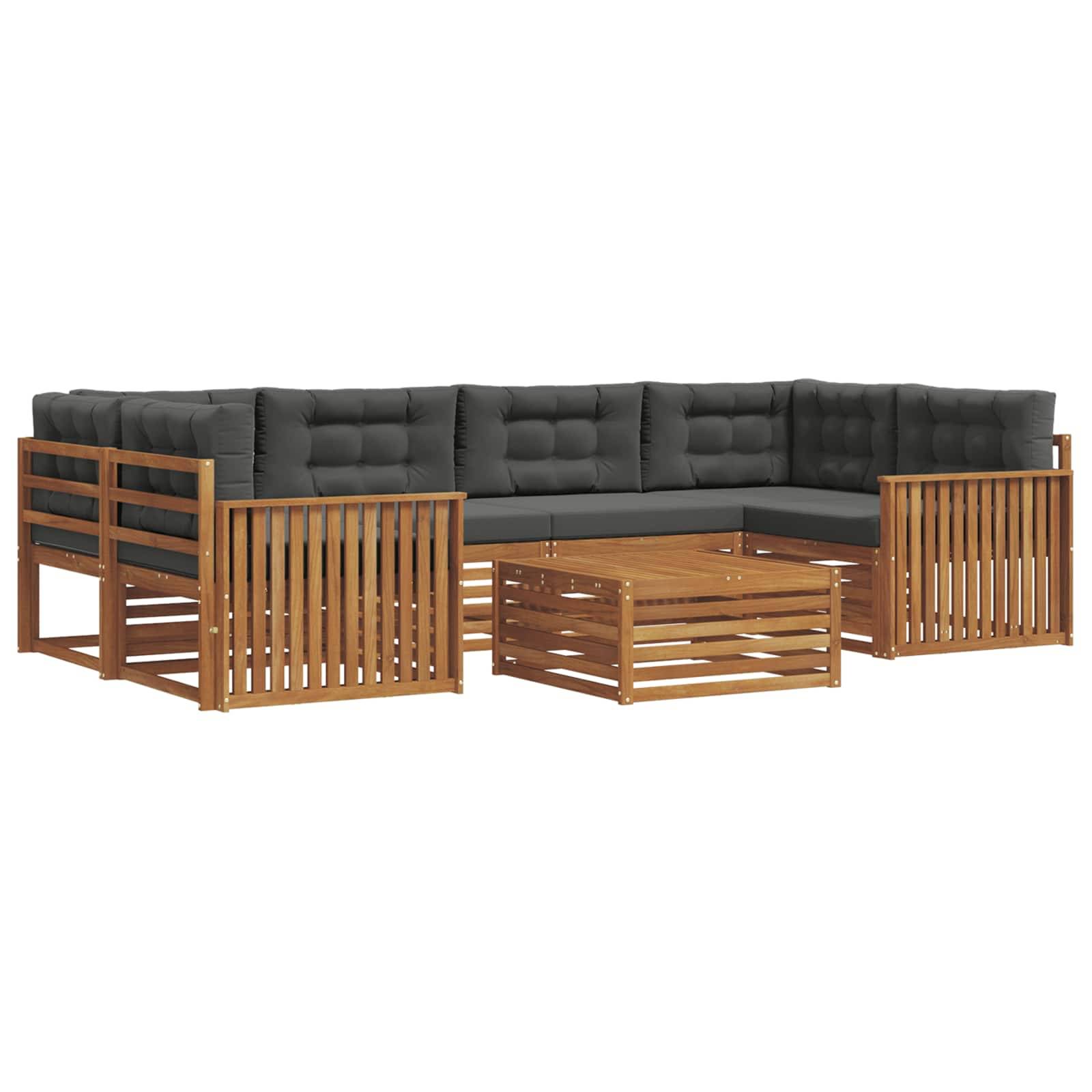 vidaXL Outdoor-Sofagarnitur mit Kissen 7 pcs Natur und Anthrazit