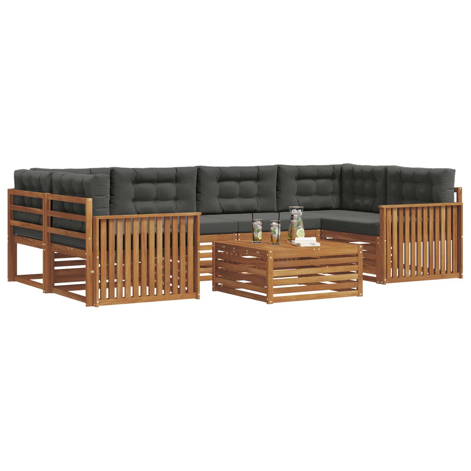 vidaXL Outdoor-Sofagarnitur mit Kissen 7 pcs Natur und Anthrazit
