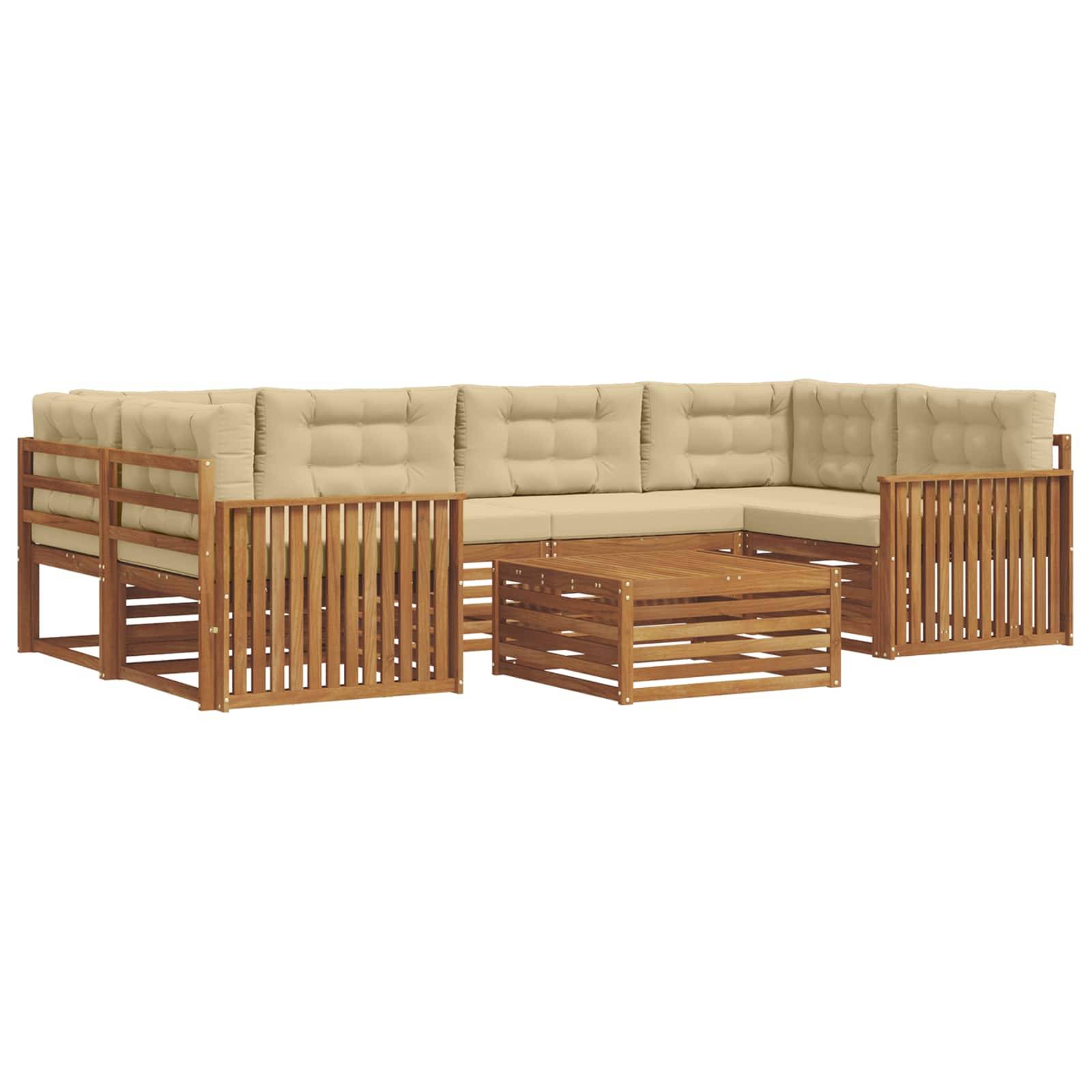 vidaXL Outdoor-Sofagarnitur mit Kissen 7 pcs Natur und Beige