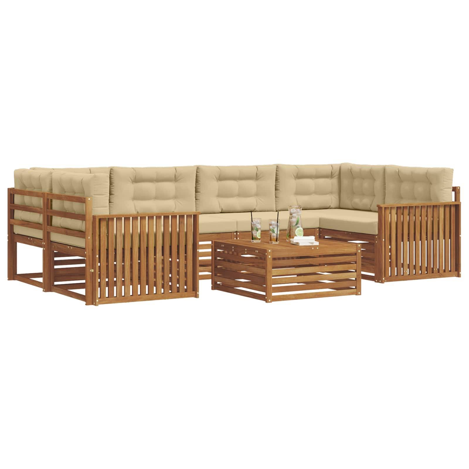 vidaXL Outdoor-Sofagarnitur mit Kissen 7 pcs Natur und Beige
