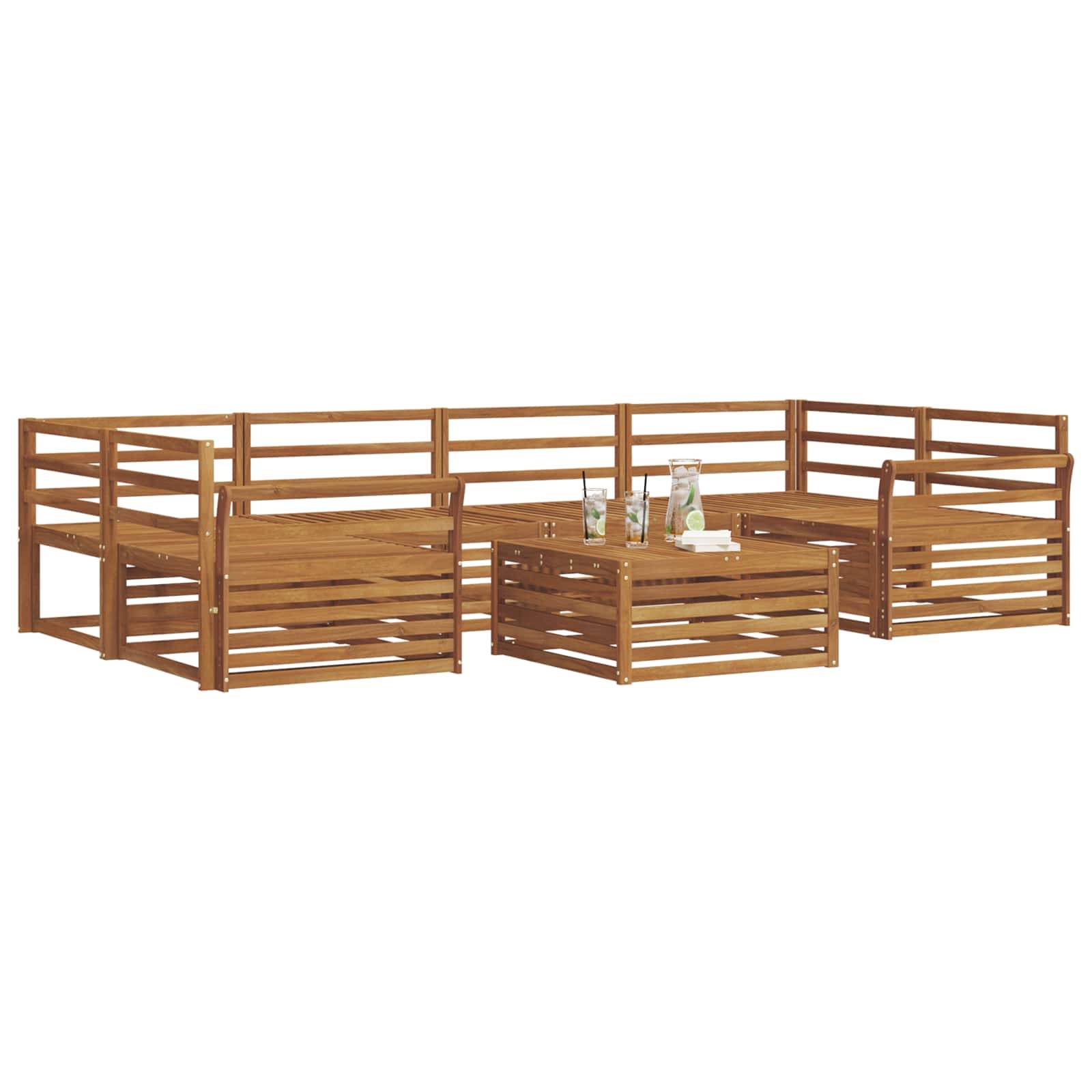 vidaXL Outdoor-Sofagarnitur 7 pcs Natur Massivholz Akazie