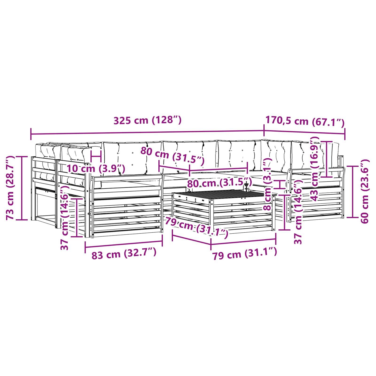 vidaXL Outdoor-Sofagarnitur 7 pcs Weiß und Hellgrau
