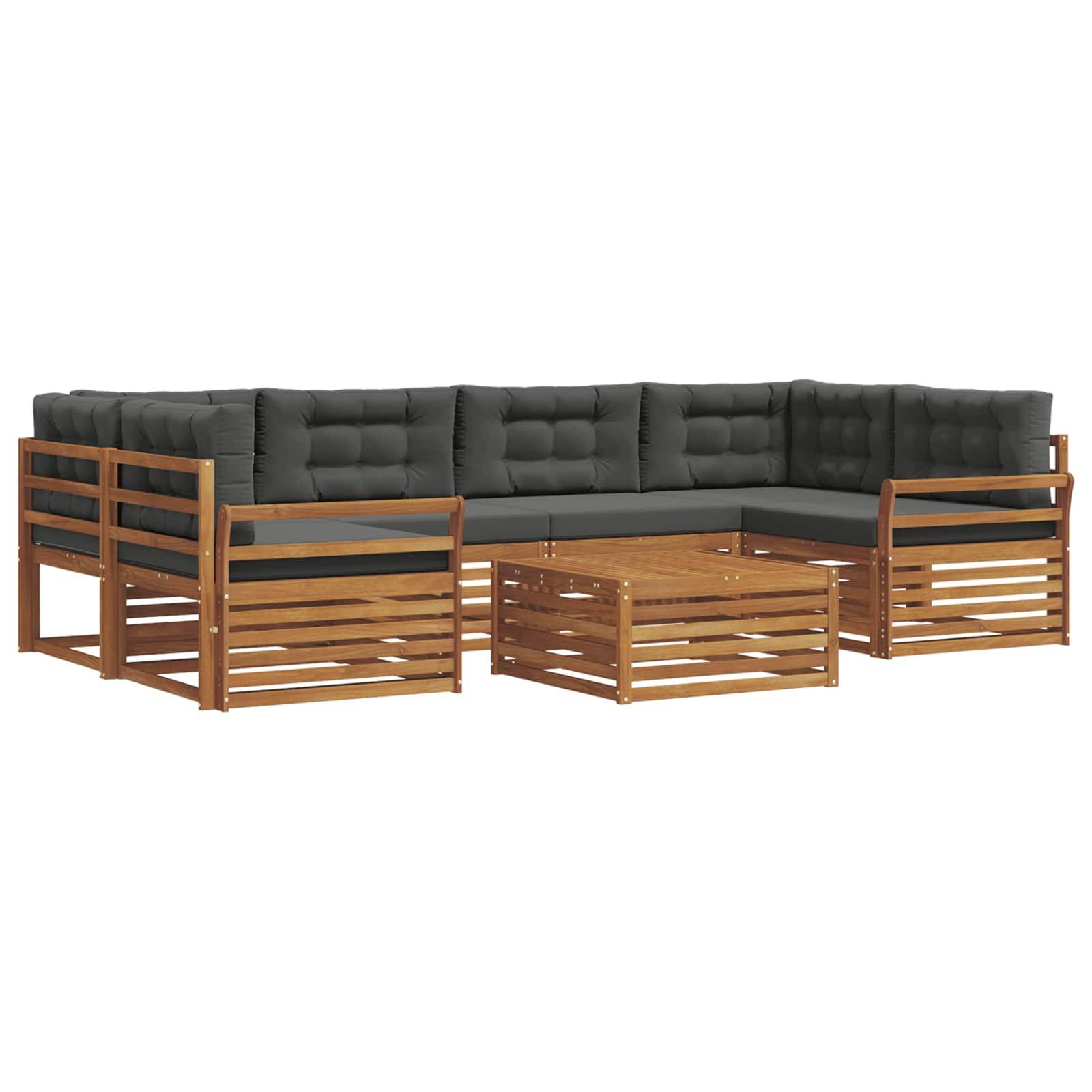 vidaXL Outdoor-Sofagarnitur mit Kissen 7 pcs Natur und Anthrazit