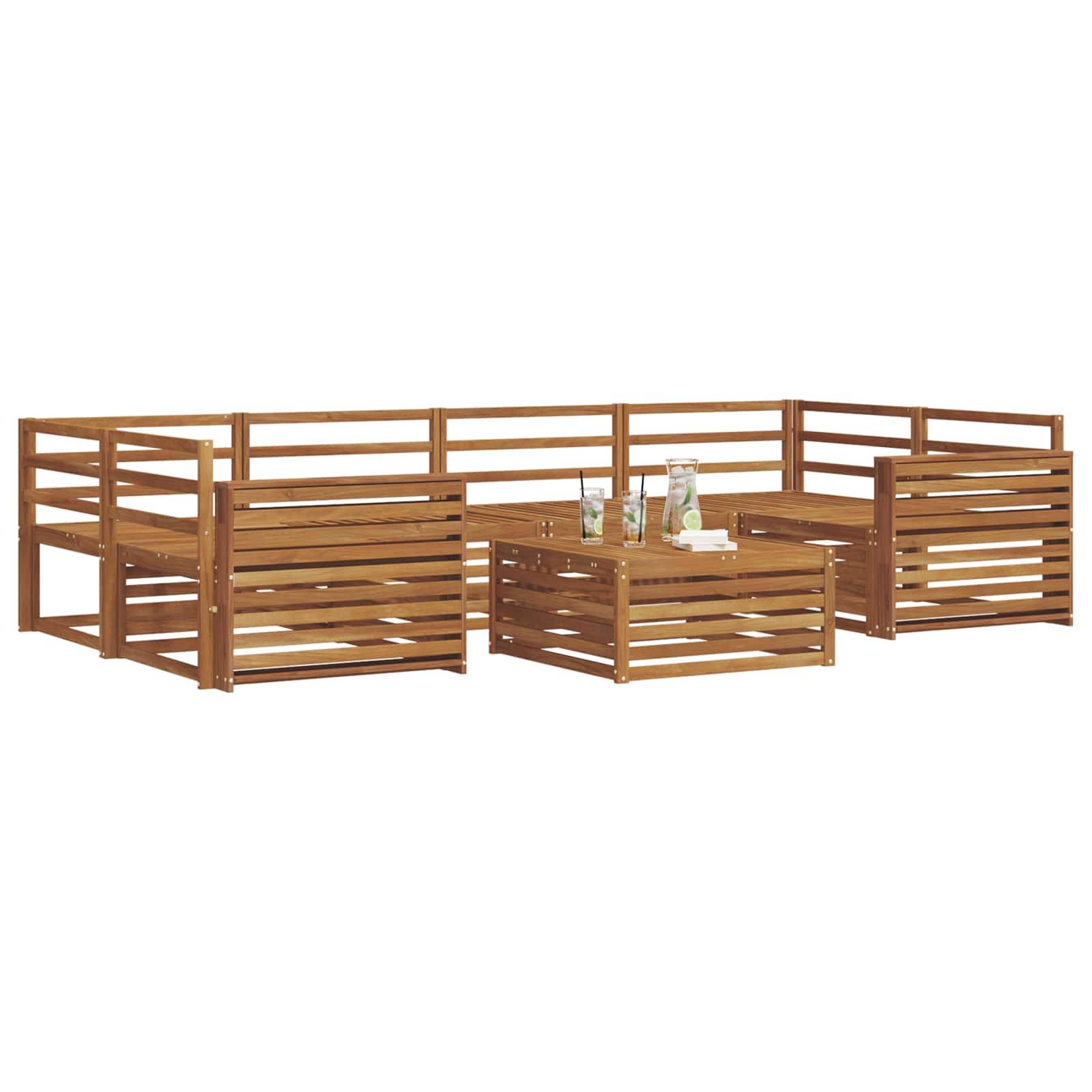 vidaXL Outdoor-Sofagarnitur 7 pcs Natur Massivholz Akazie