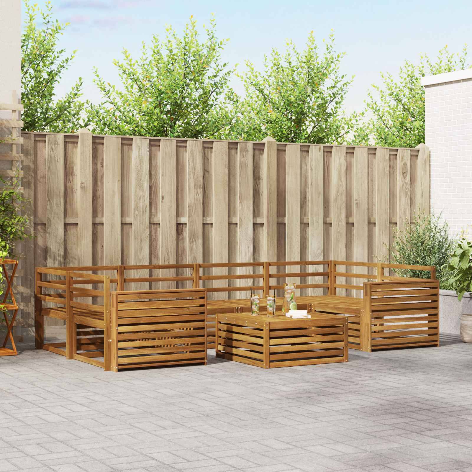 vidaXL Outdoor-Sofagarnitur 7 pcs Natur Massivholz Akazie