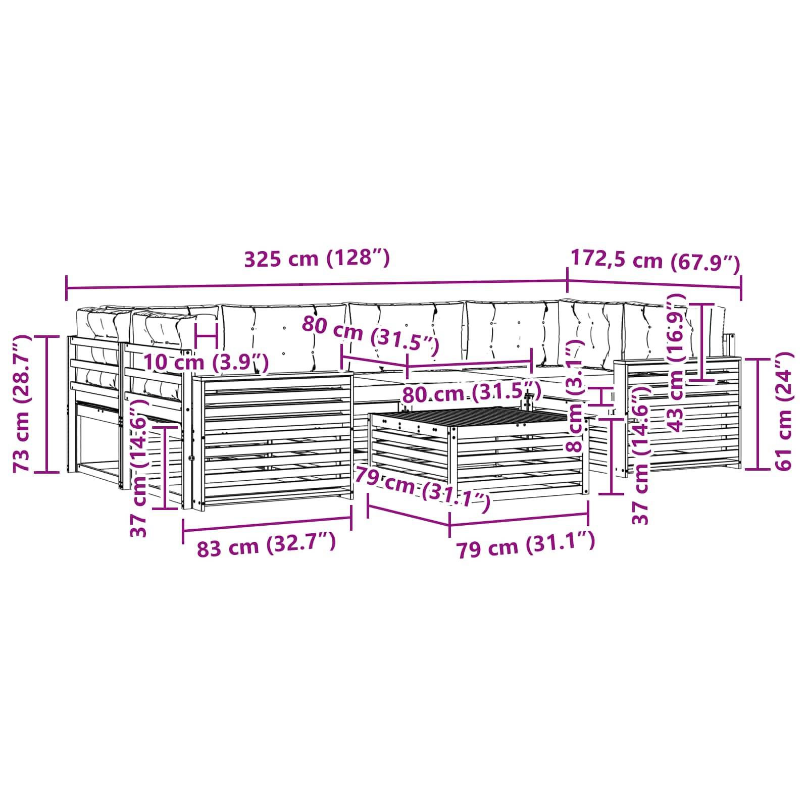 vidaXL Outdoor-Sofagarnitur 7 pcs Weiß und Creme
