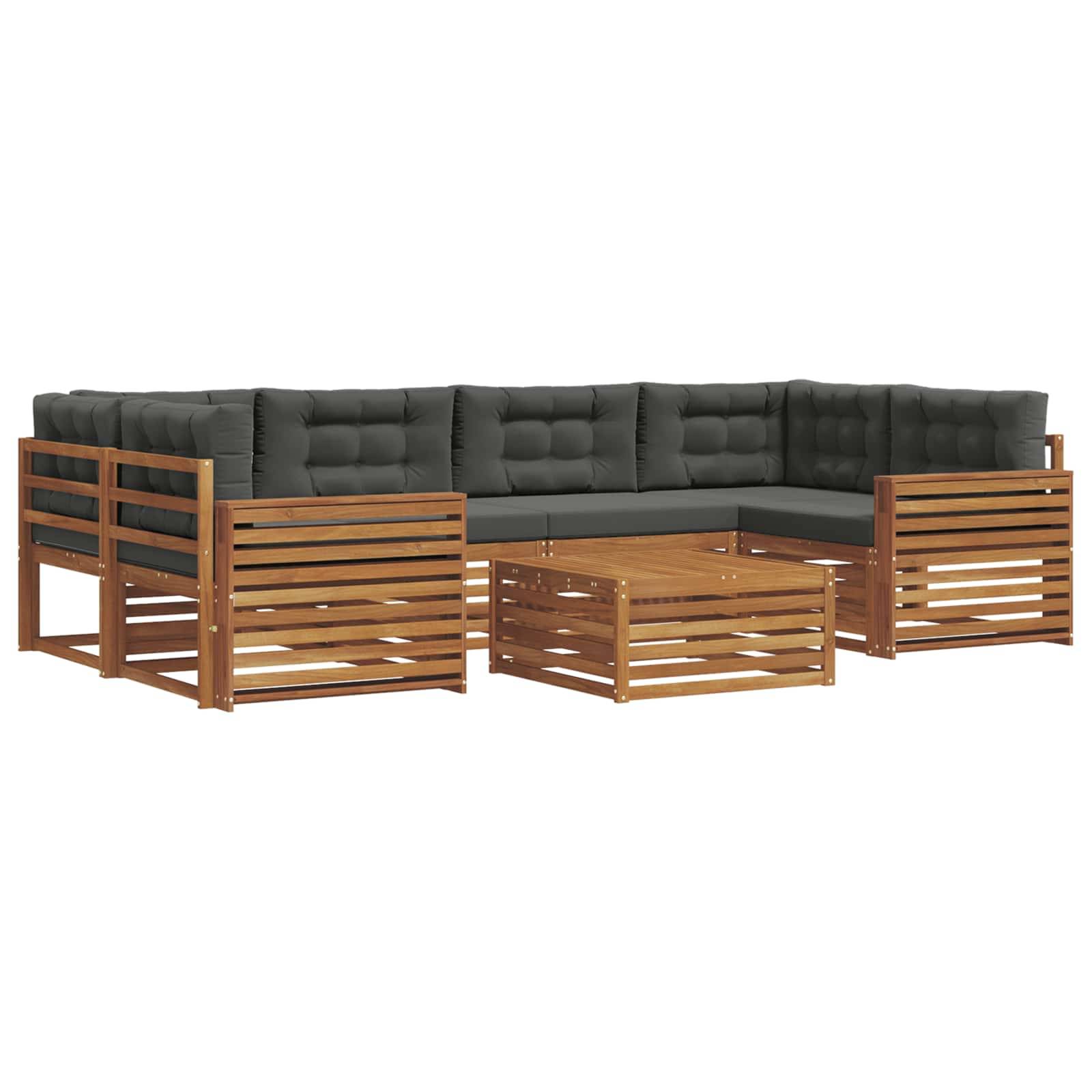 vidaXL Outdoor-Sofagarnitur mit Kissen 7 pcs Natur und Anthrazit