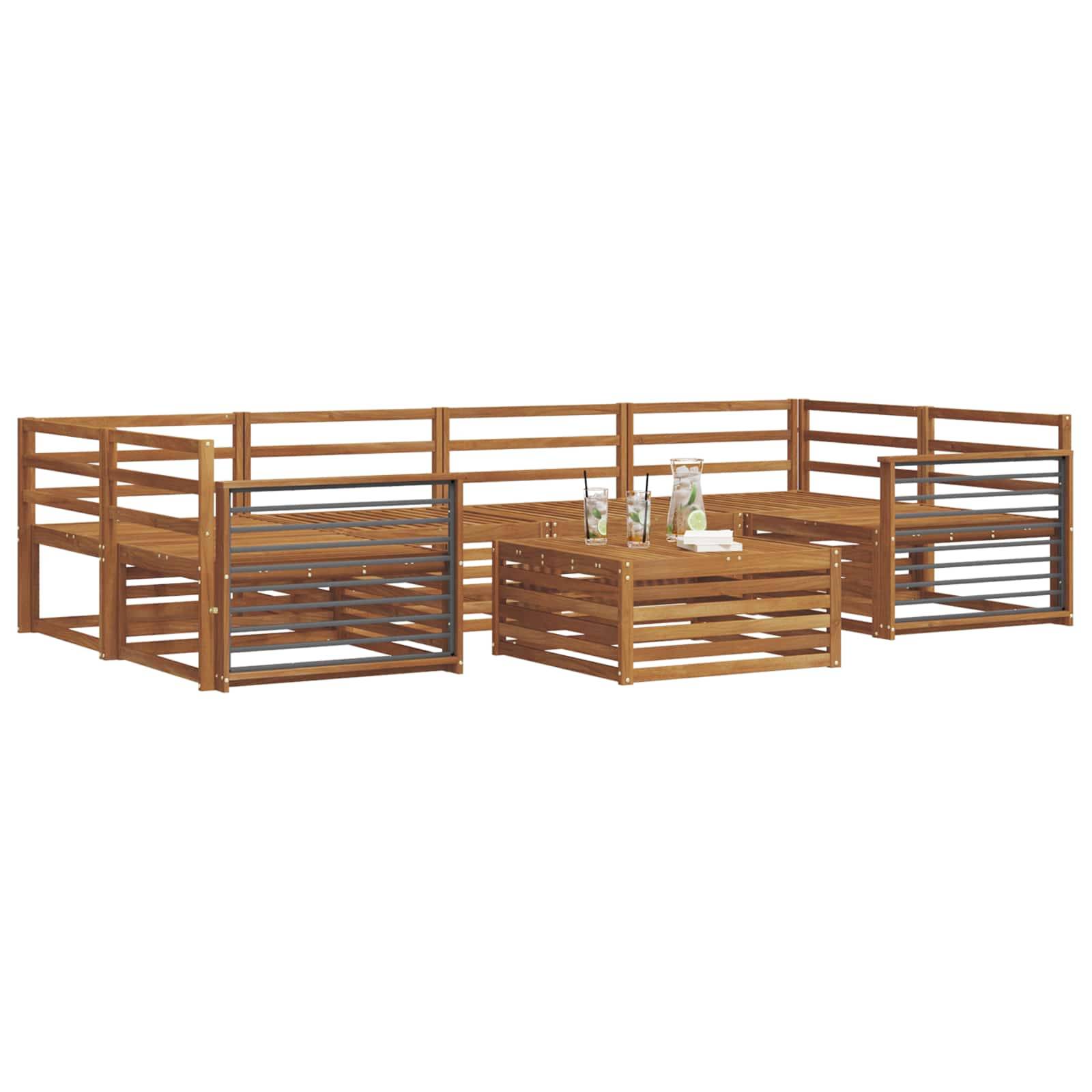 vidaXL Outdoor-Sofagarnitur 7 pcs Natur Massivholz Akazie