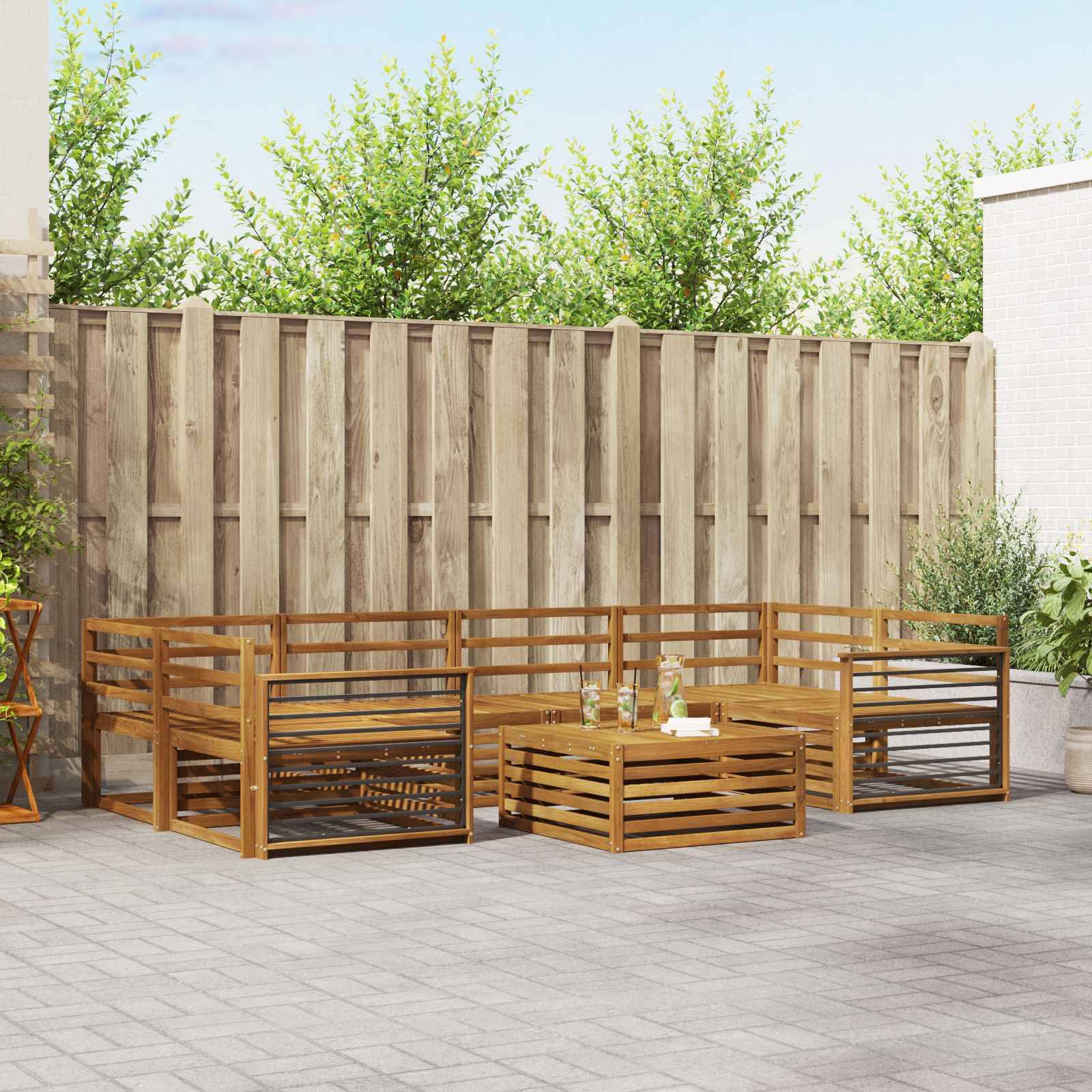 vidaXL Outdoor-Sofagarnitur 7 pcs Natur Massivholz Akazie