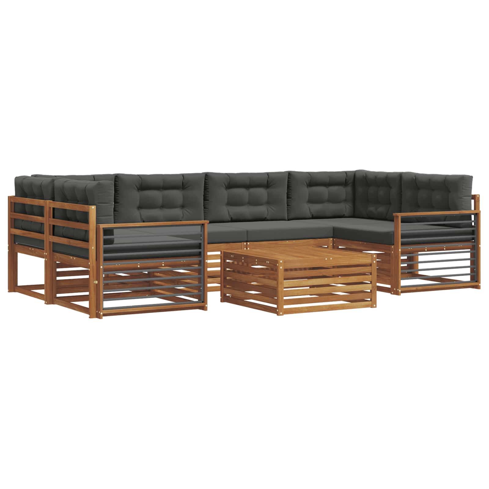 vidaXL Outdoor-Sofagarnitur mit Kissen 7 pcs Natur und Anthrazit