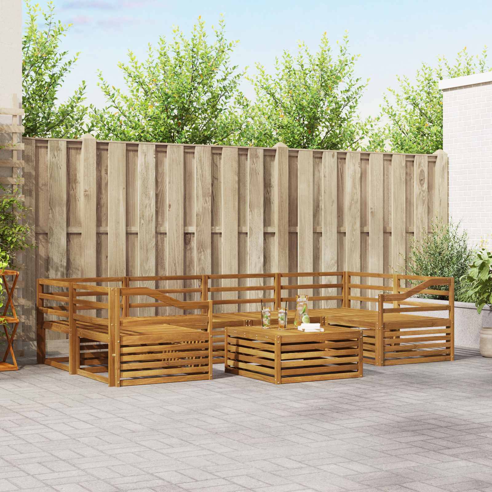 vidaXL Outdoor-Sofagarnitur 7 pcs Natur Massivholz Akazie