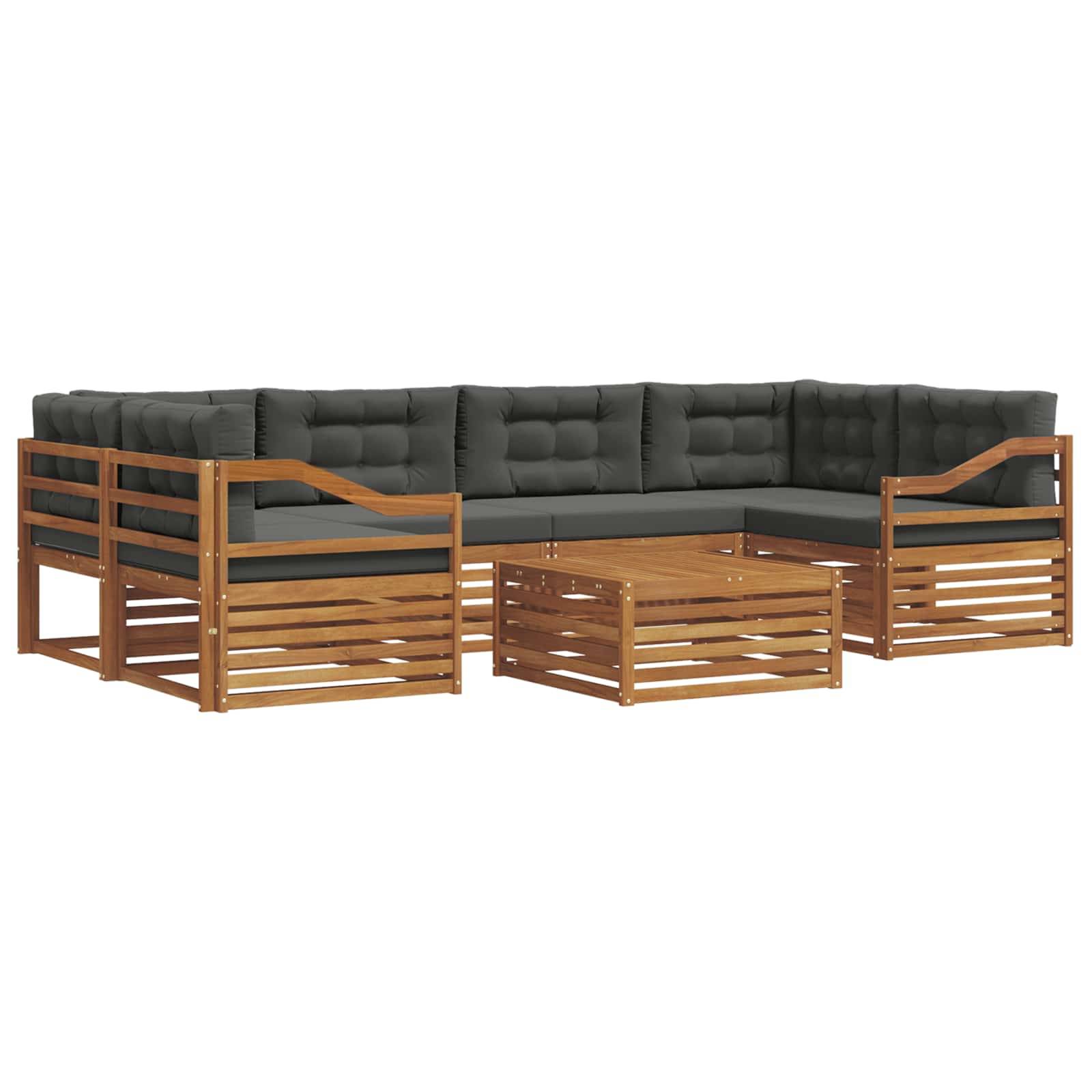 vidaXL Outdoor-Sofagarnitur mit Kissen 7 pcs Natur und Anthrazit
