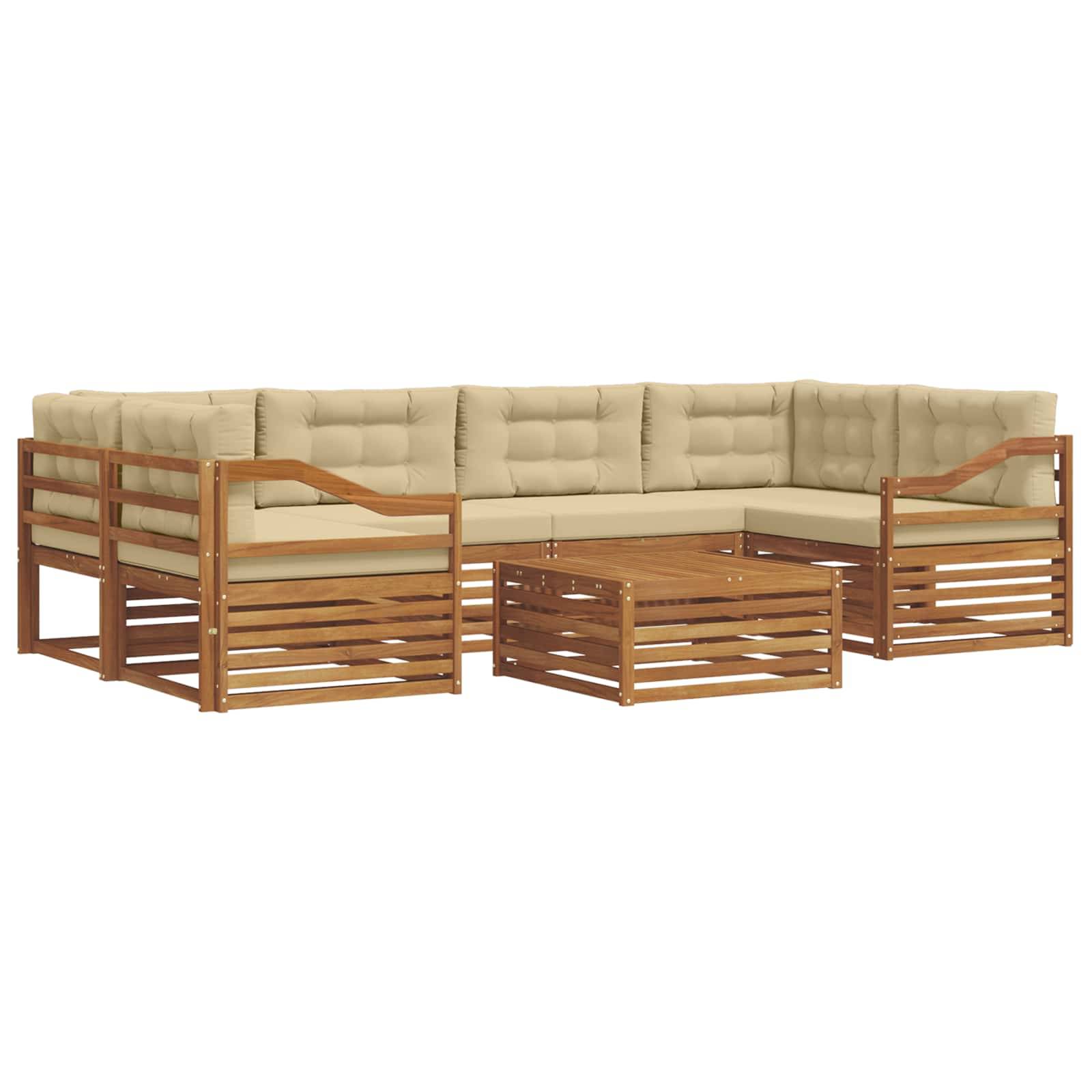 vidaXL Outdoor-Sofagarnitur mit Kissen 7 pcs Natur und Beige