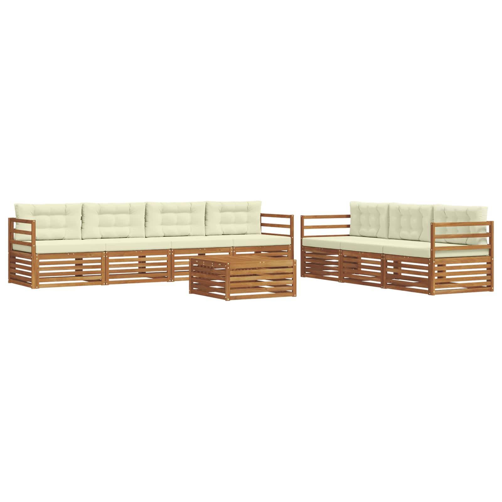 vidaXL Outdoor-Sofagarnitur mit Kissen 8 pcs Natur und Creme