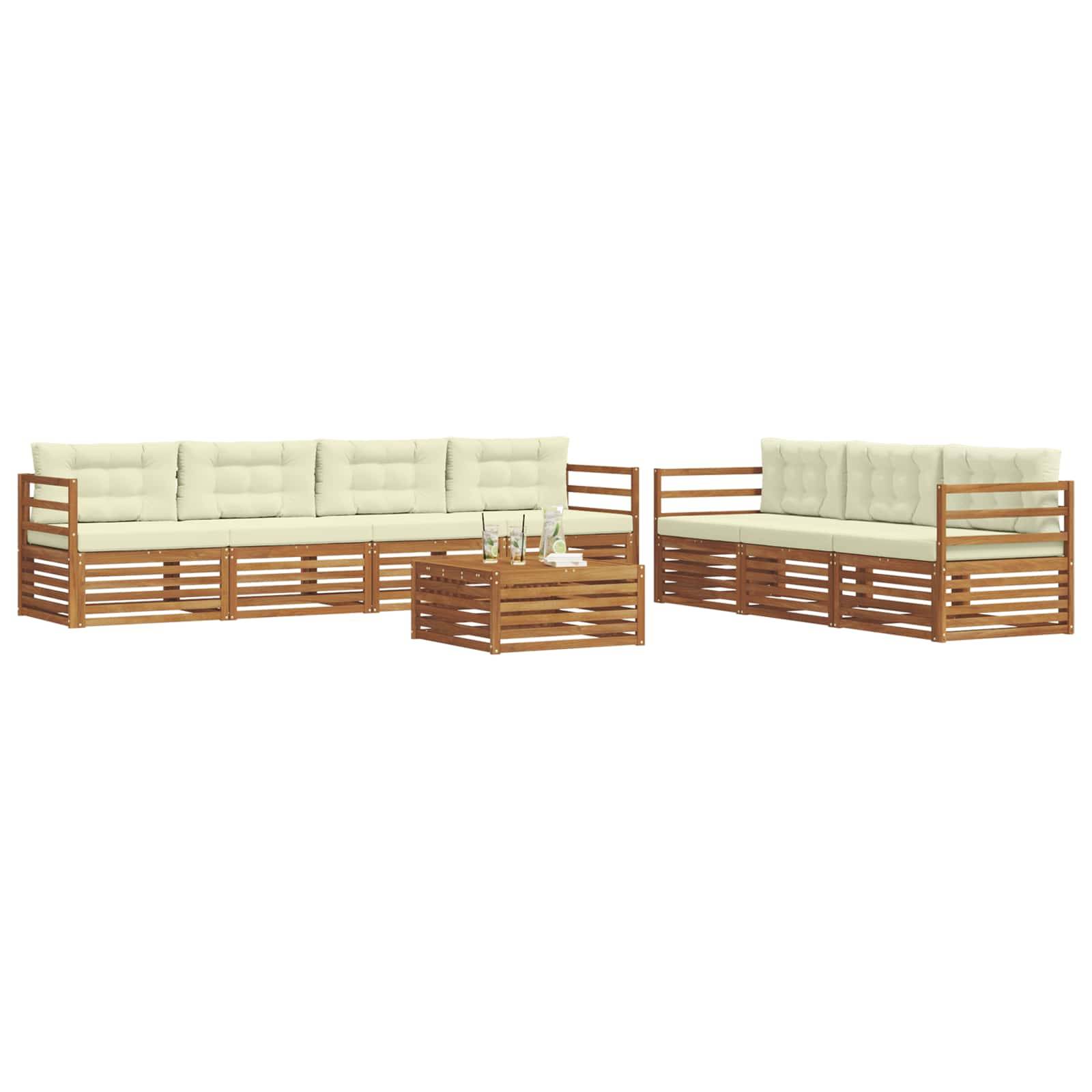 vidaXL Outdoor-Sofagarnitur mit Kissen 8 pcs Natur und Creme