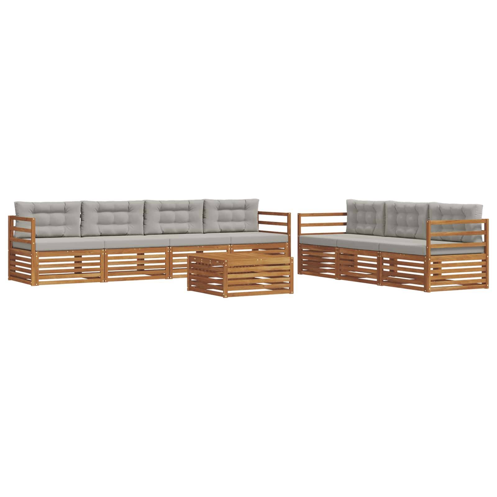 vidaXL Outdoor-Sofagarnitur mit Kissen 8 pcs Natürlich und Hellgrau