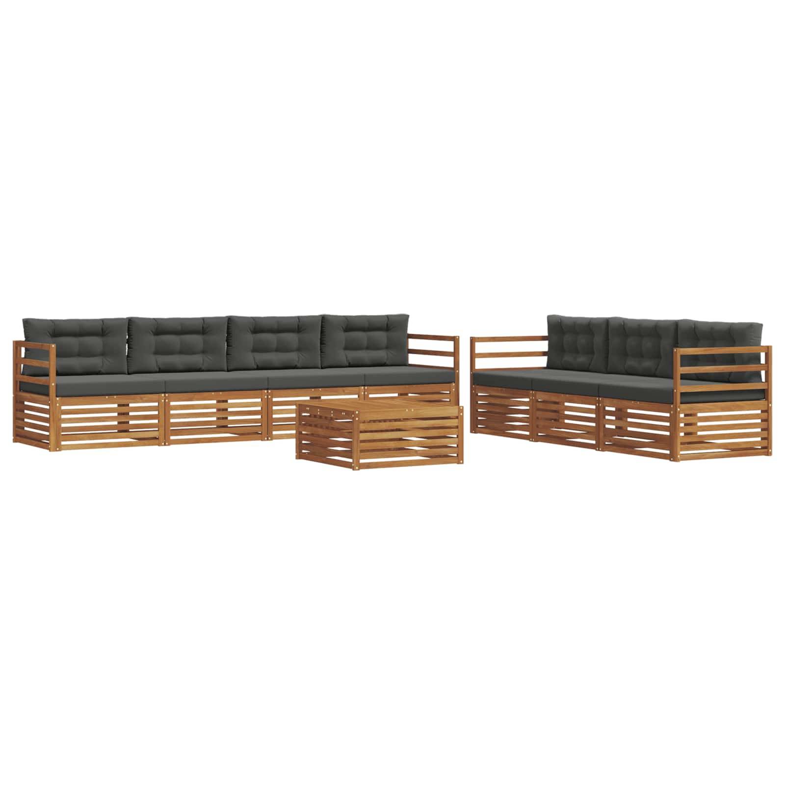 vidaXL Outdoor-Sofagarnitur mit Kissen 8 pcs Natur und Anthrazit