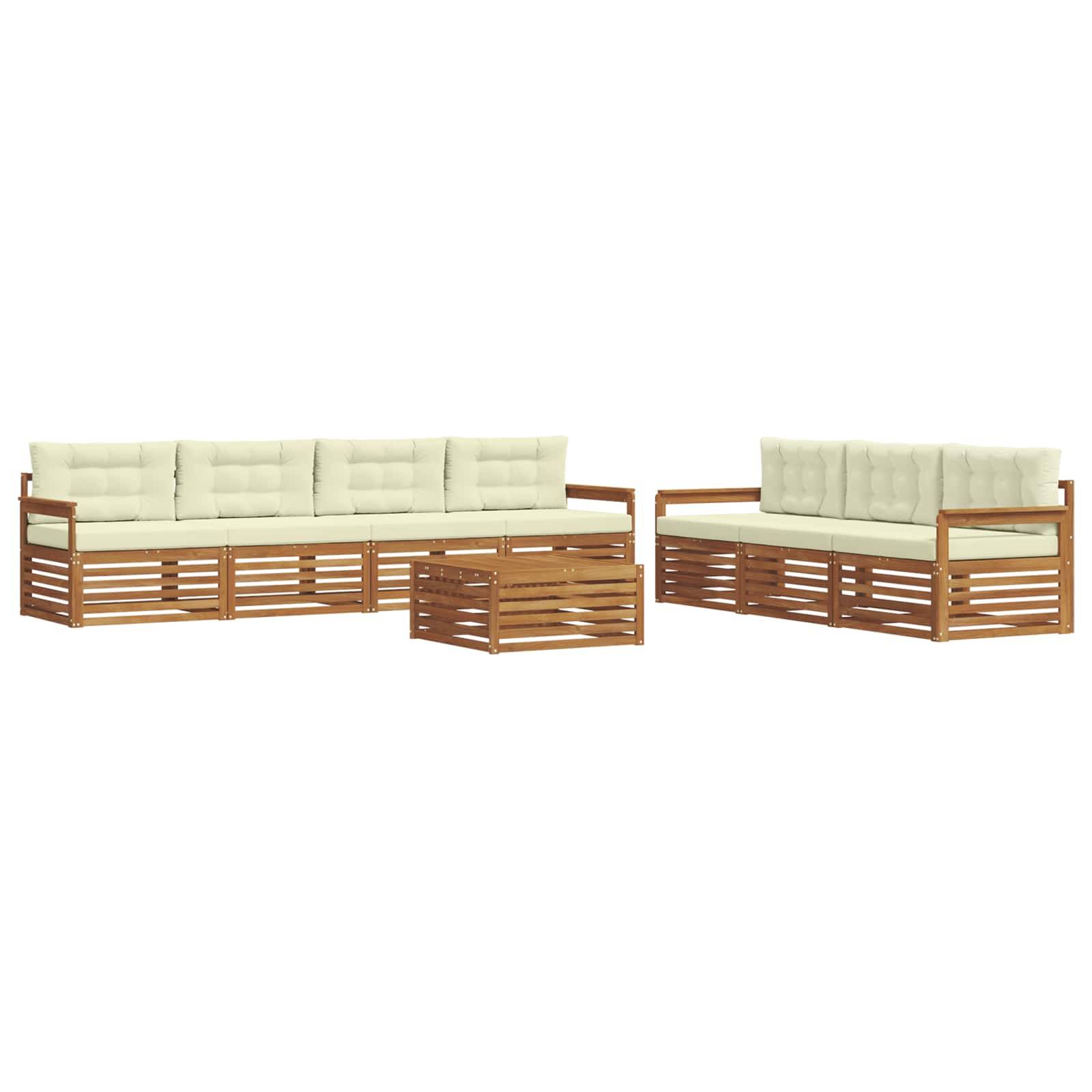 vidaXL Outdoor-Sofagarnitur mit Kissen 8 pcs Natur und Creme