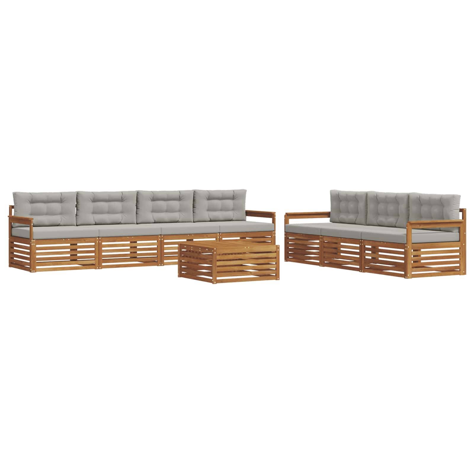 vidaXL Outdoor-Sofagarnitur mit Kissen 8 pcs Natürlich und Hellgrau