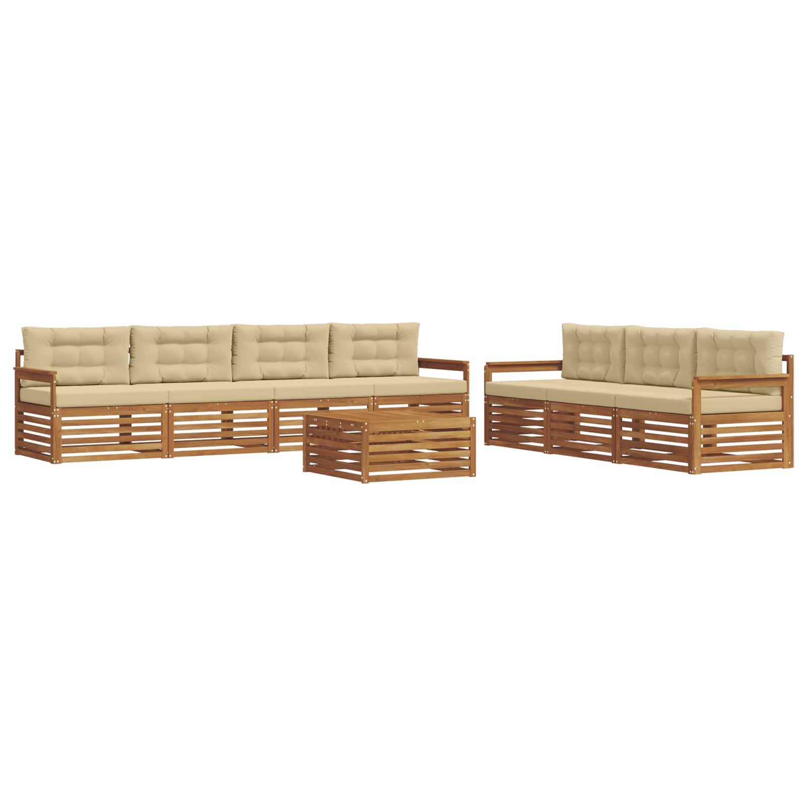 vidaXL Outdoor-Sofagarnitur mit Kissen 8 pcs Natur und Beige