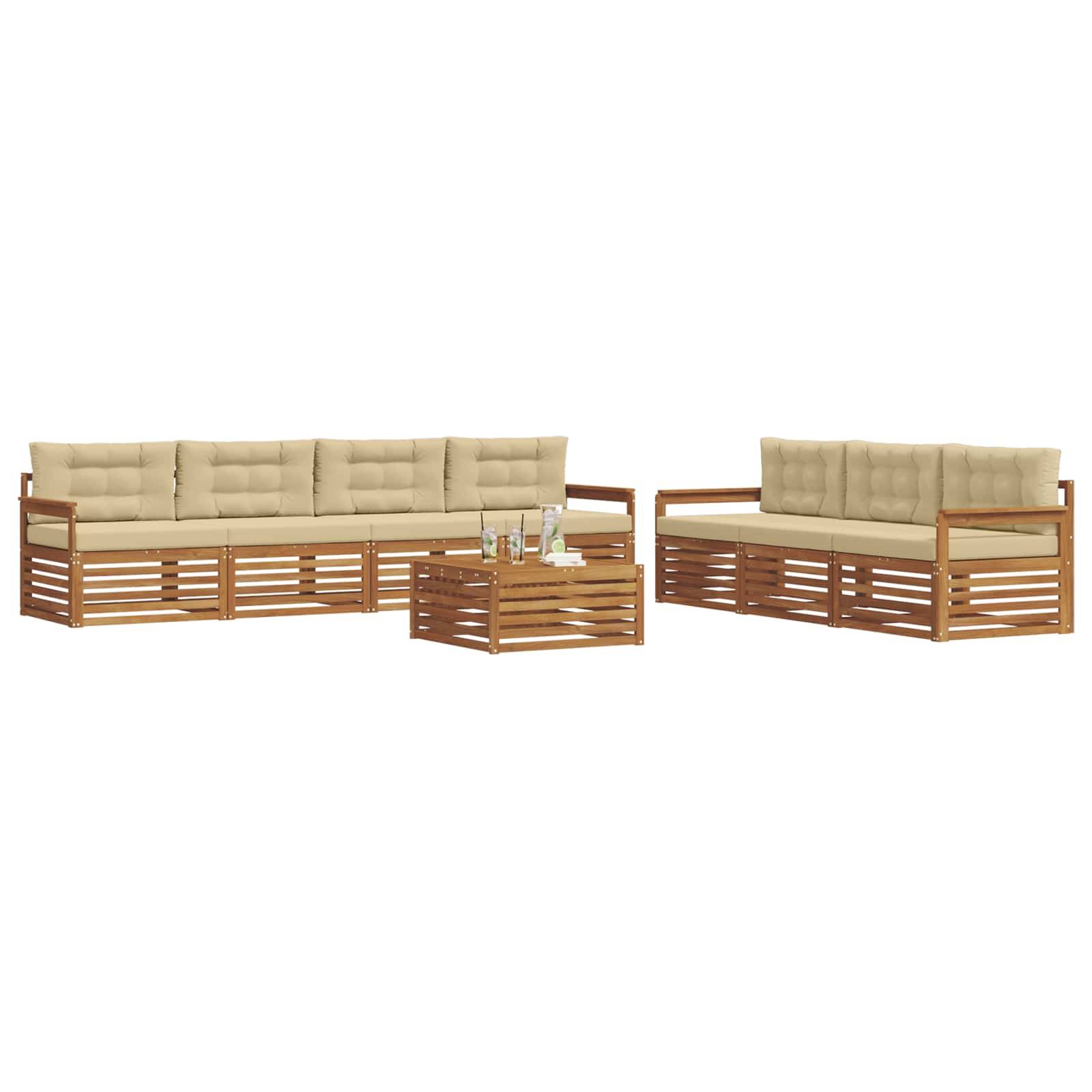 vidaXL Outdoor-Sofagarnitur mit Kissen 8 pcs Natur und Beige