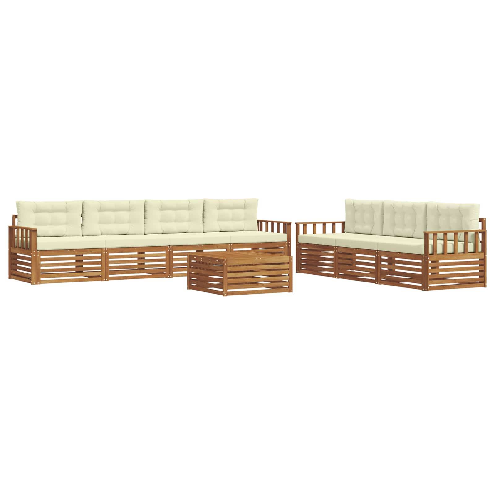 vidaXL Outdoor-Sofagarnitur mit Kissen 8 pcs Natur und Creme