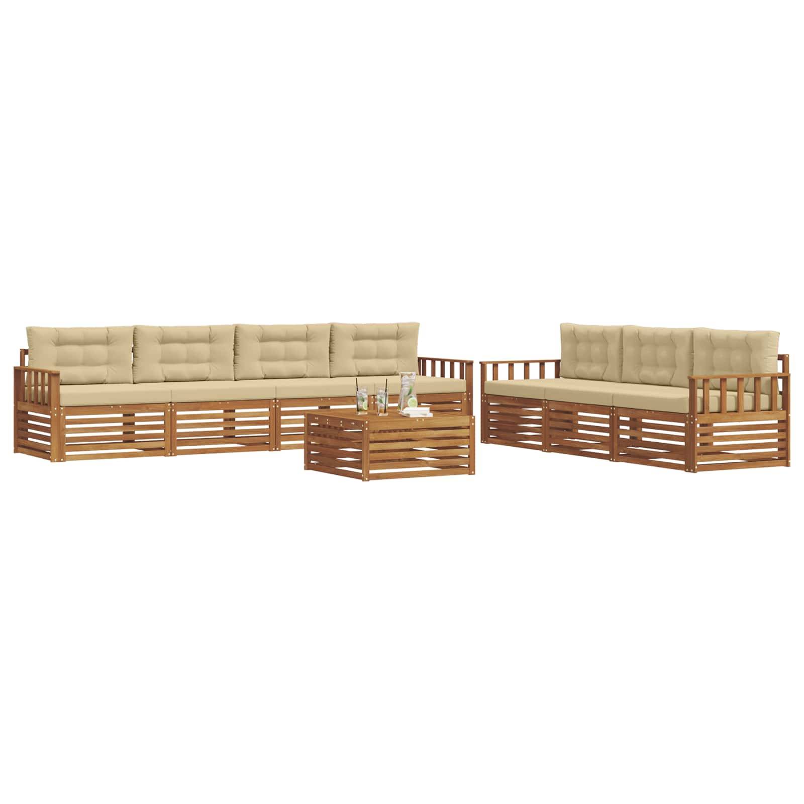 vidaXL Outdoor-Sofagarnitur mit Kissen 8 pcs Natur und Beige