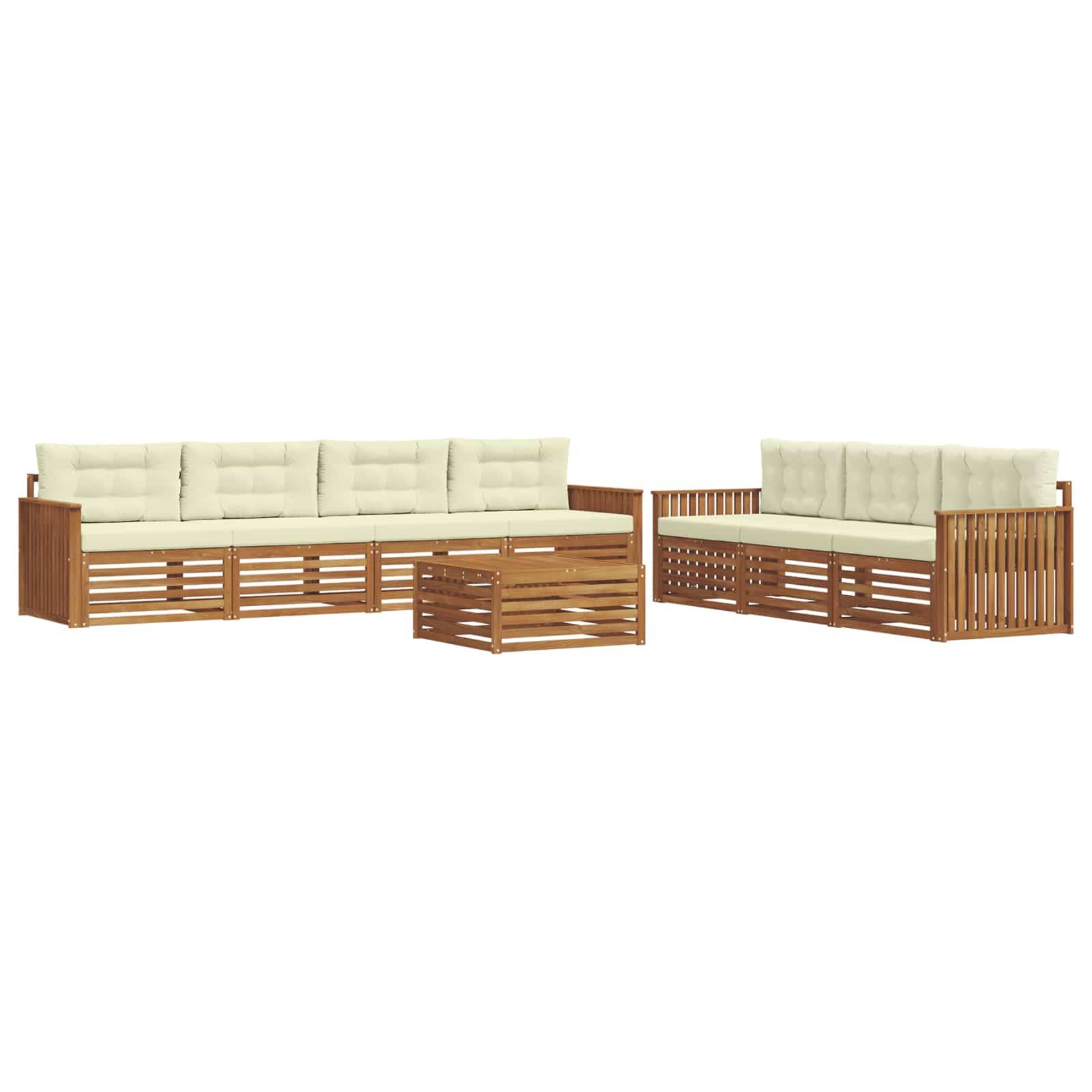 vidaXL Outdoor-Sofagarnitur mit Kissen 8 pcs Natur und Creme