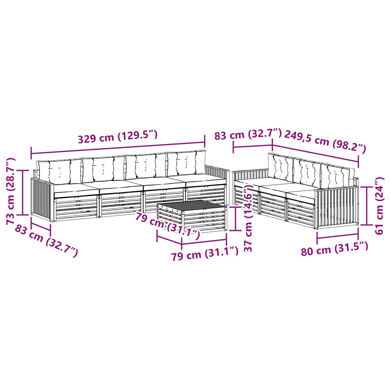 vidaXL Outdoor-Sofagarnitur 8 pcs Weiß und Beige