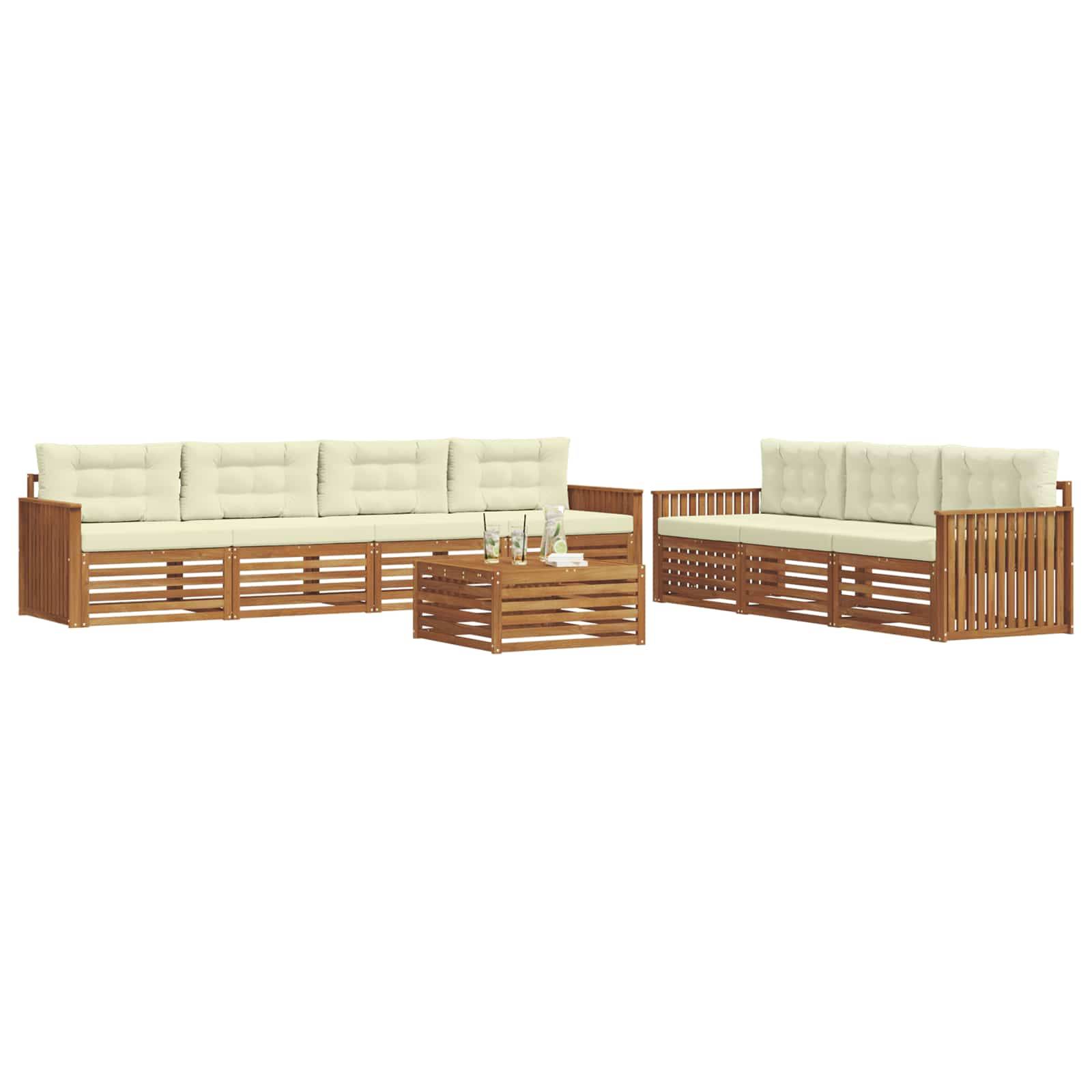 vidaXL Outdoor-Sofagarnitur mit Kissen 8 pcs Natur und Creme