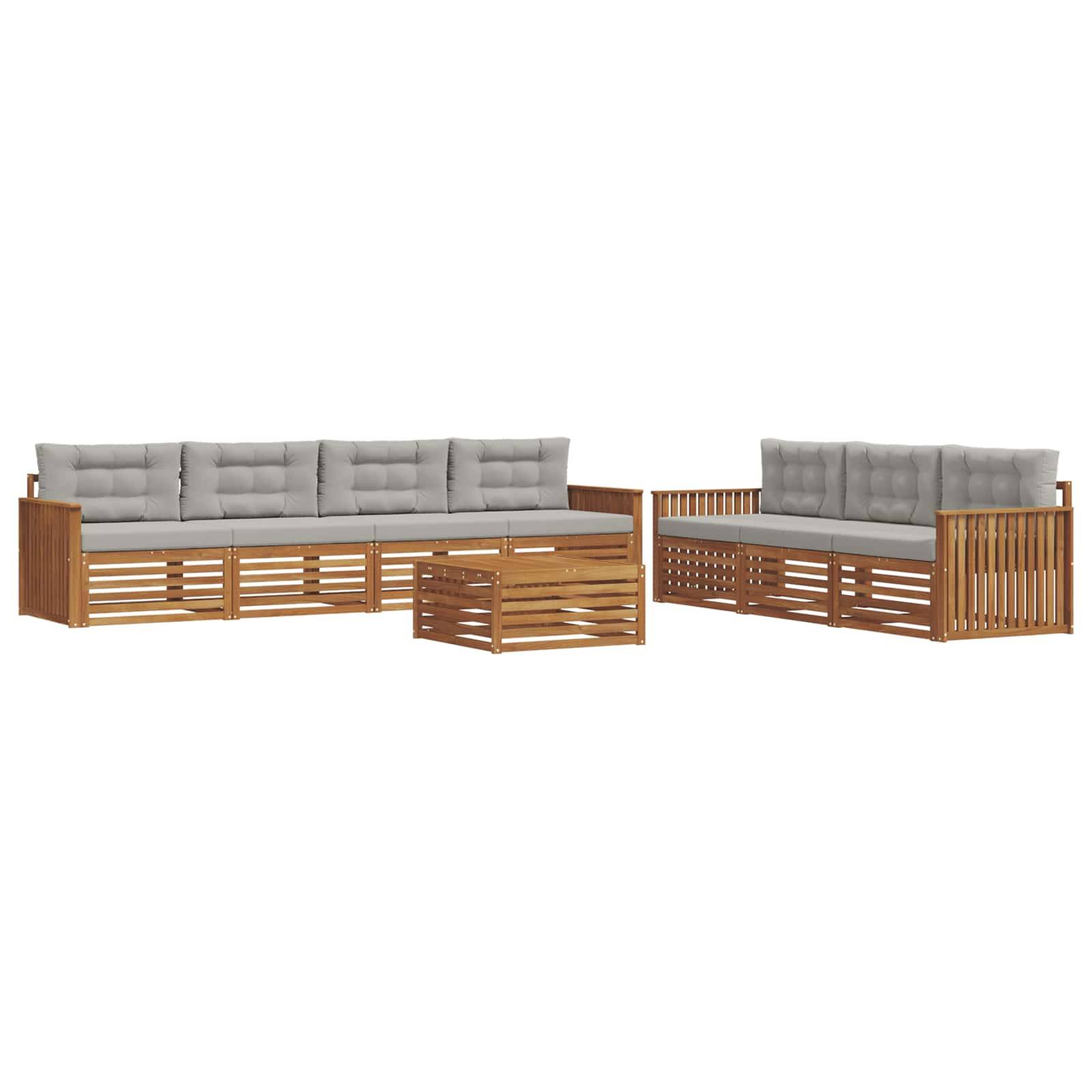 vidaXL Outdoor-Sofagarnitur mit Kissen 8 pcs Natürlich und Hellgrau