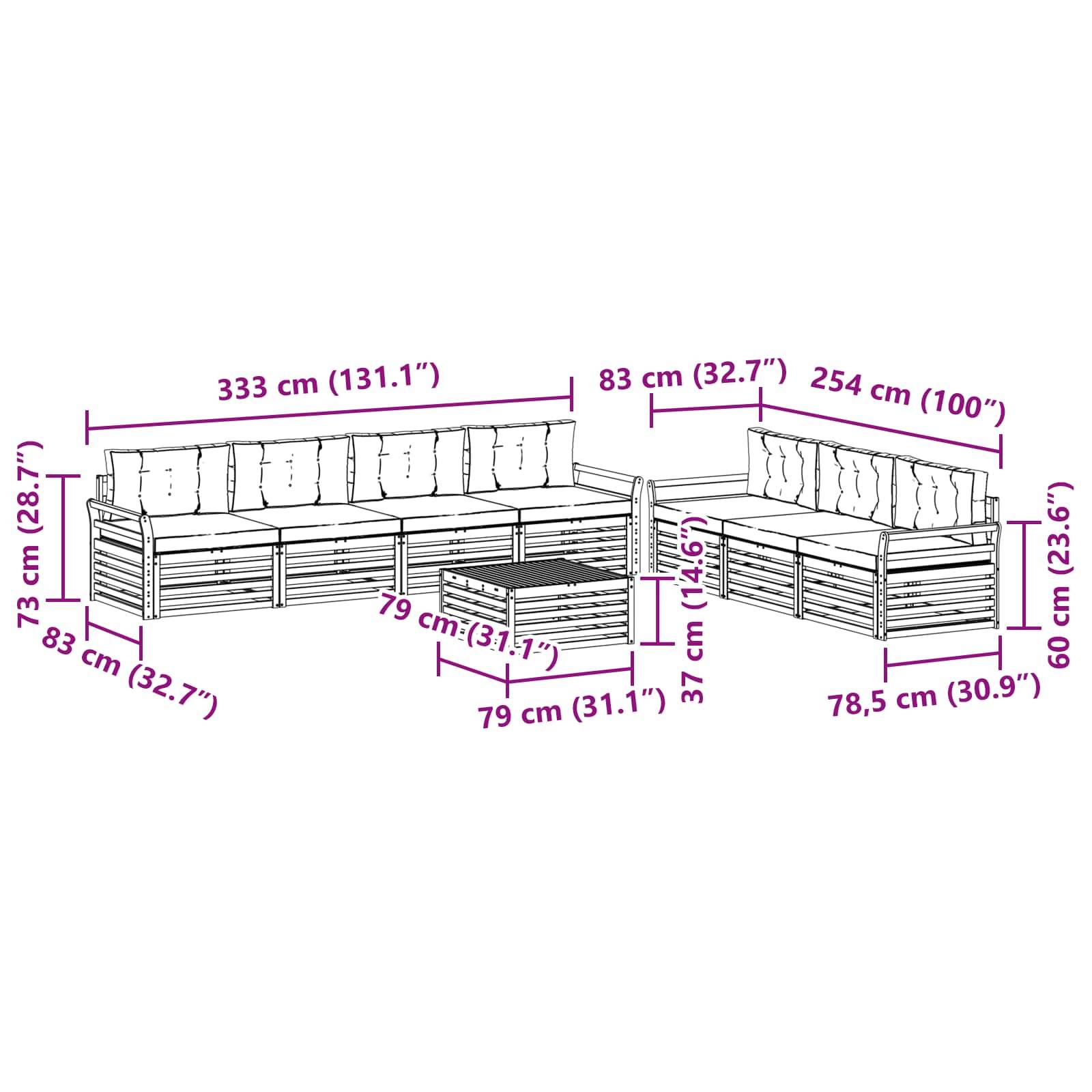 vidaXL Outdoor-Sofagarnitur 8 pcs Weiß und Beige