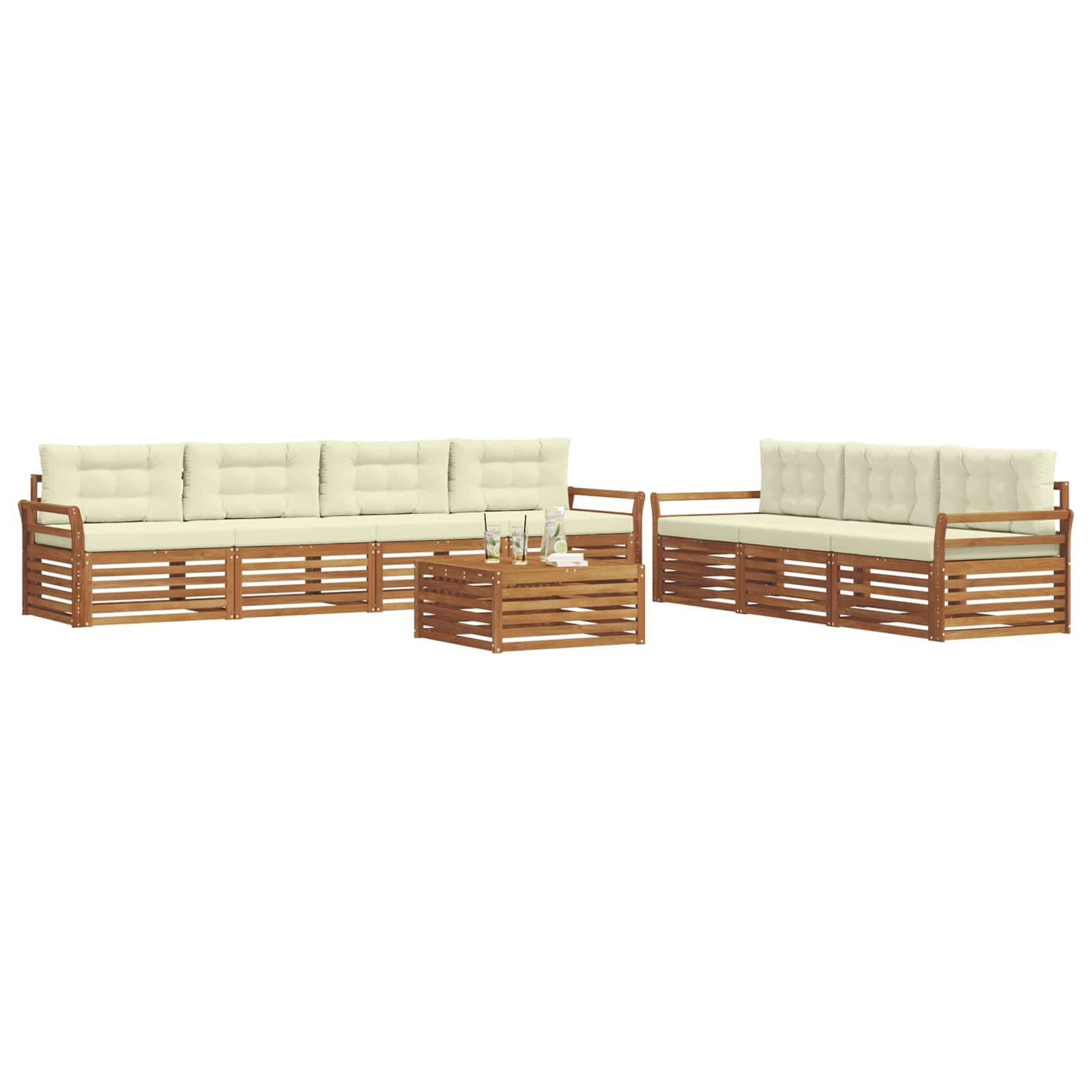 vidaXL Outdoor-Sofagarnitur mit Kissen 8 pcs Natur und Creme