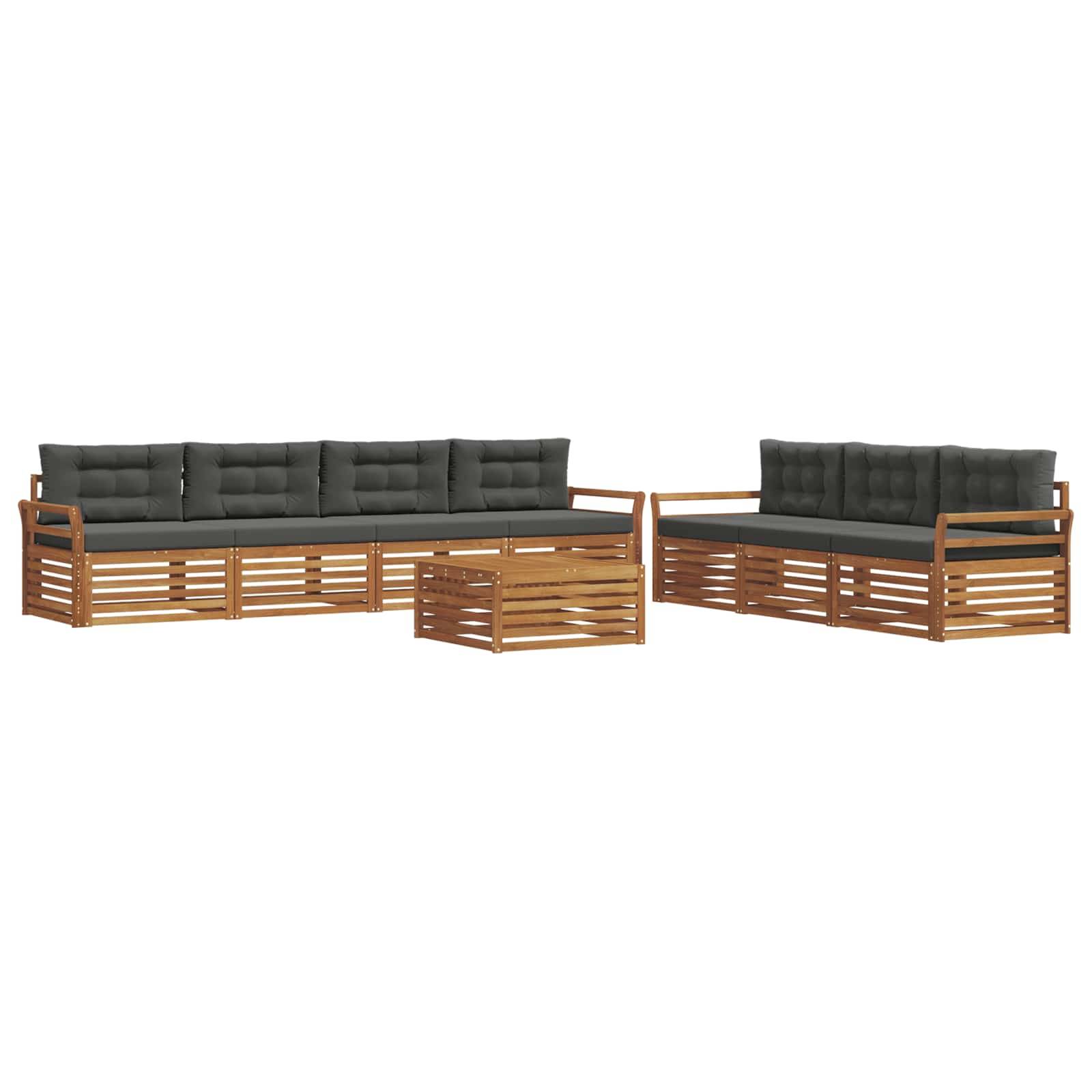 vidaXL Outdoor-Sofagarnitur mit Kissen 8 pcs Natur und Anthrazit